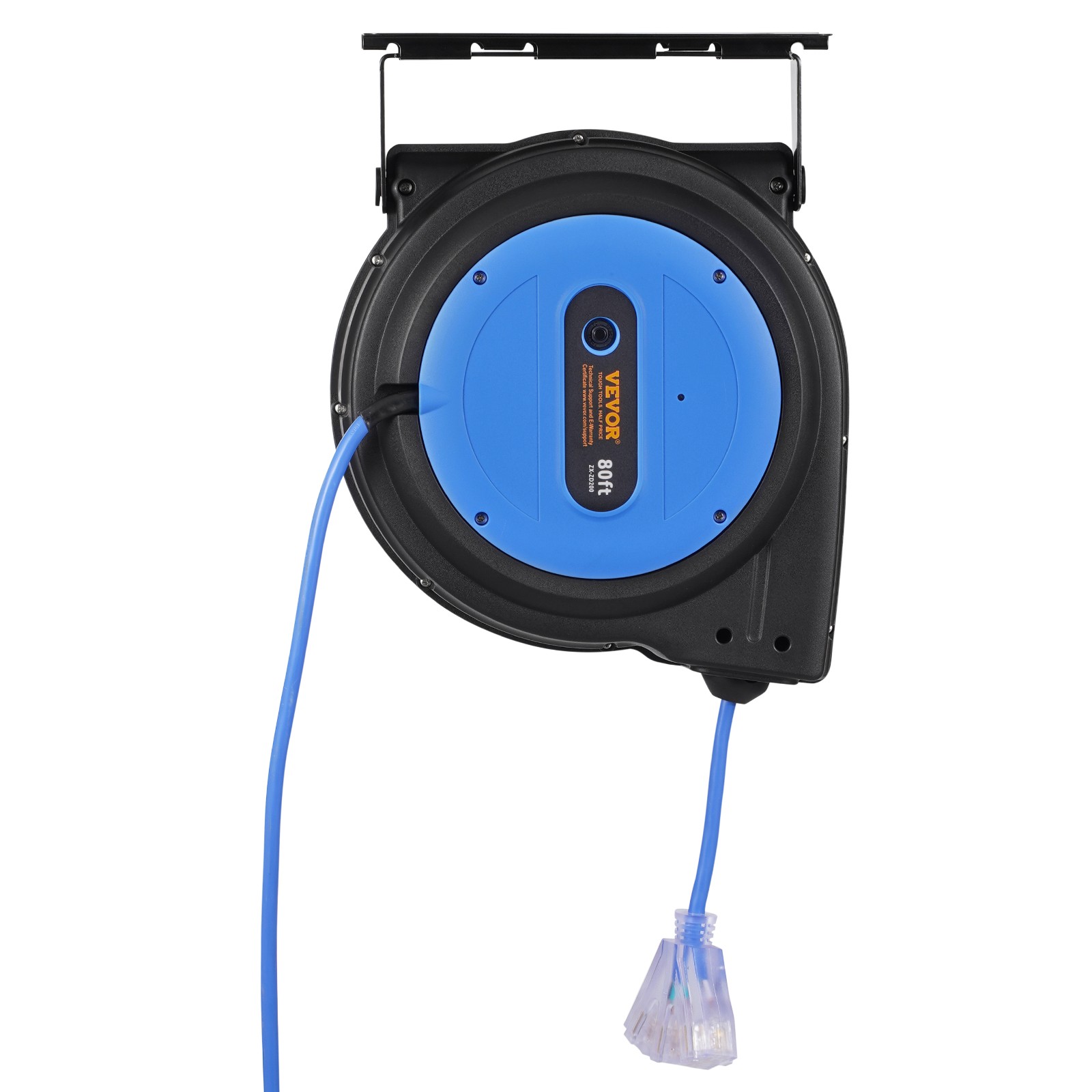 VEVOR Retractable Extension Cord Reel Power Cord Reel 80FT 12AWG/3C SJTOW