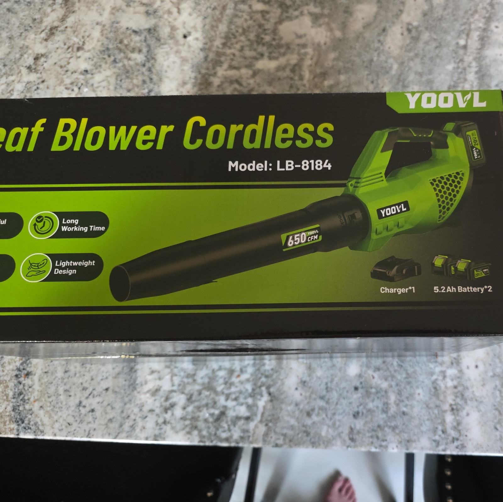 Yoovl Leaf Blower Cordless 650Cfm Electric Leaf Blowers 2 X 5.2Ah Batteries And
