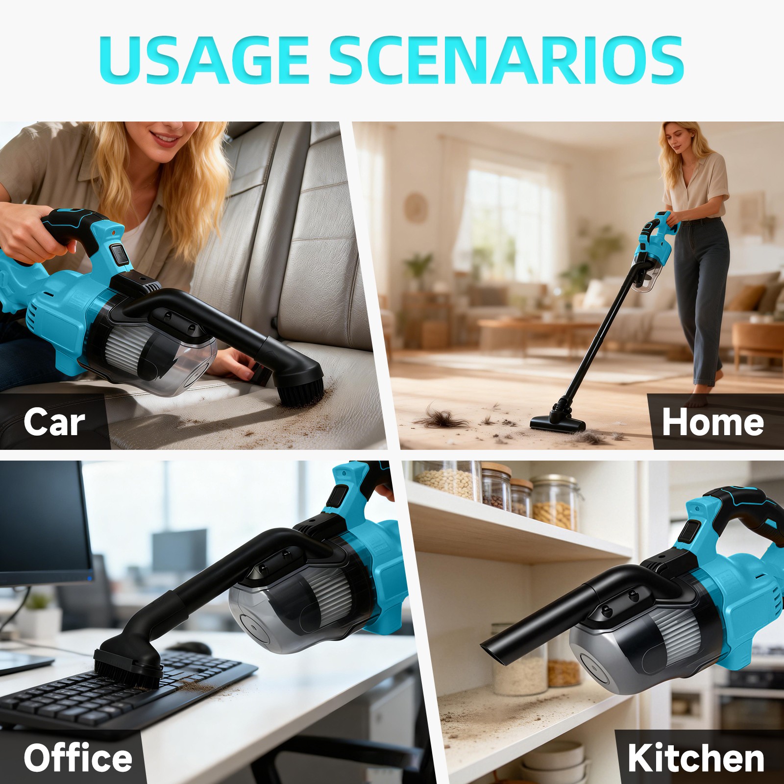 5 in 1 for Makita 20V Battery Cordless Car Handheld Vacuum Cleaner 500W 2*4.0Ah
