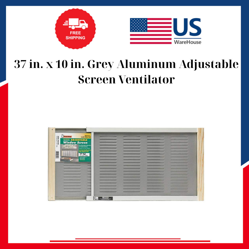37 in. x 10 in. Grey Aluminum Adjustable Screen Ventilator