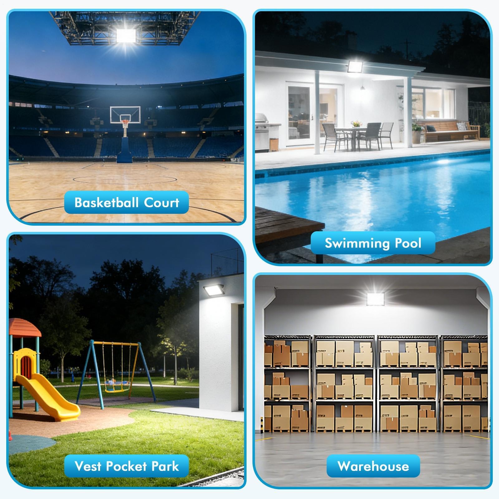 500W 300W 200W 100W LED Flood Lights Super Bright IP66 Waterproof 6000K Daylight