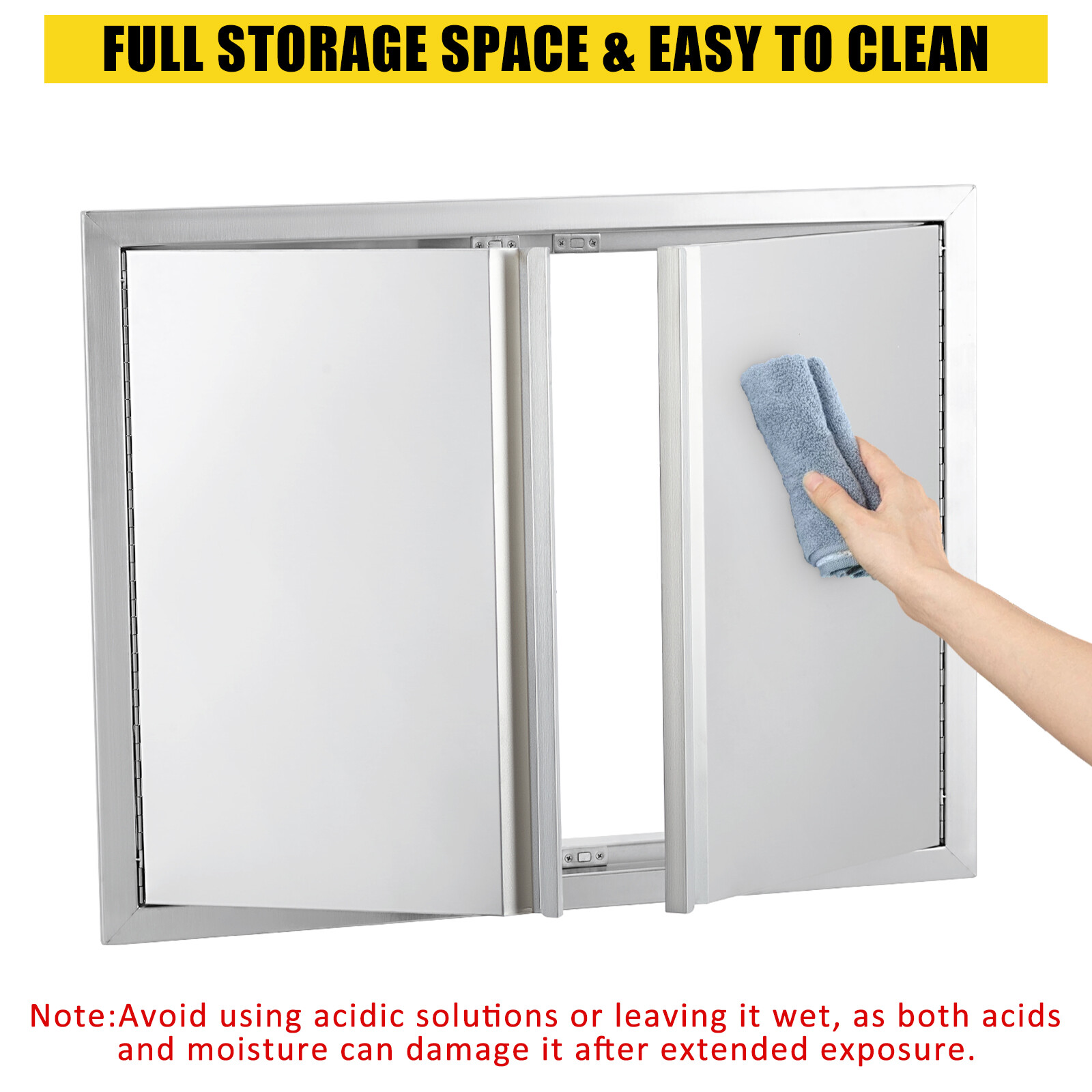 BBQ Access Door, Outdoor Grill Door Double Door Brushed Stainless Steel for BBQ