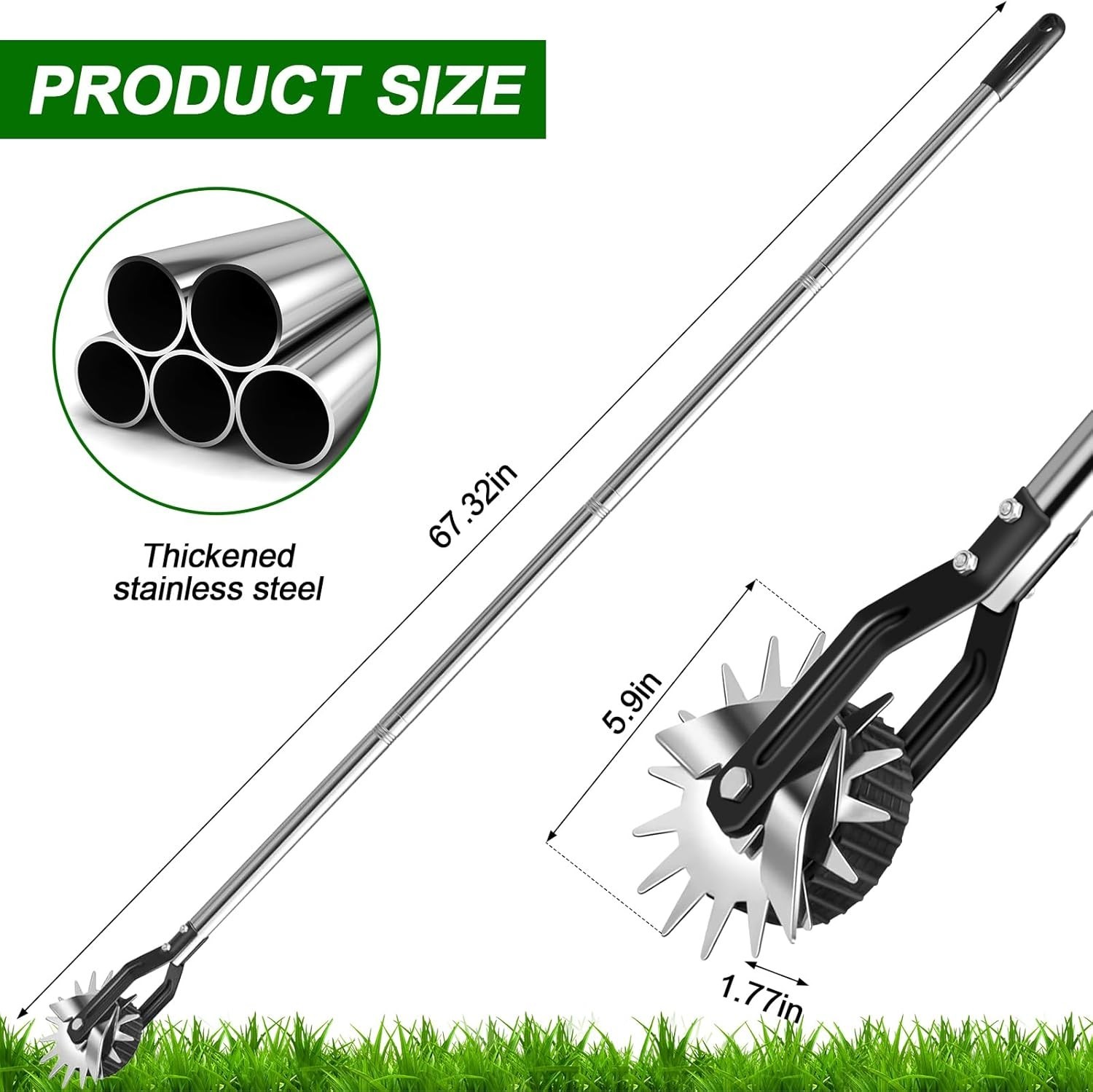 Wheel Rotary Edger Lawn Tool, Sidewalk 66.7Inch Manual Lawn Edger