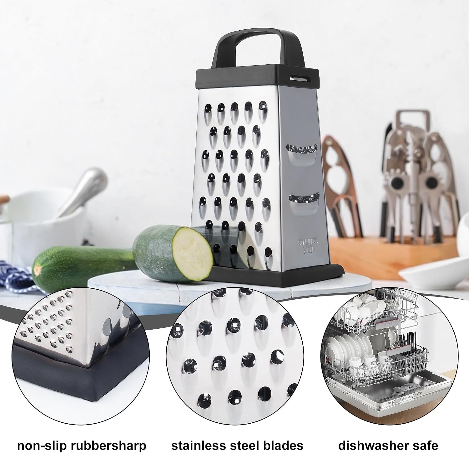 Elegant Mini Cheese Grater: 4-Sided Stainless Steel for Effortless Grating