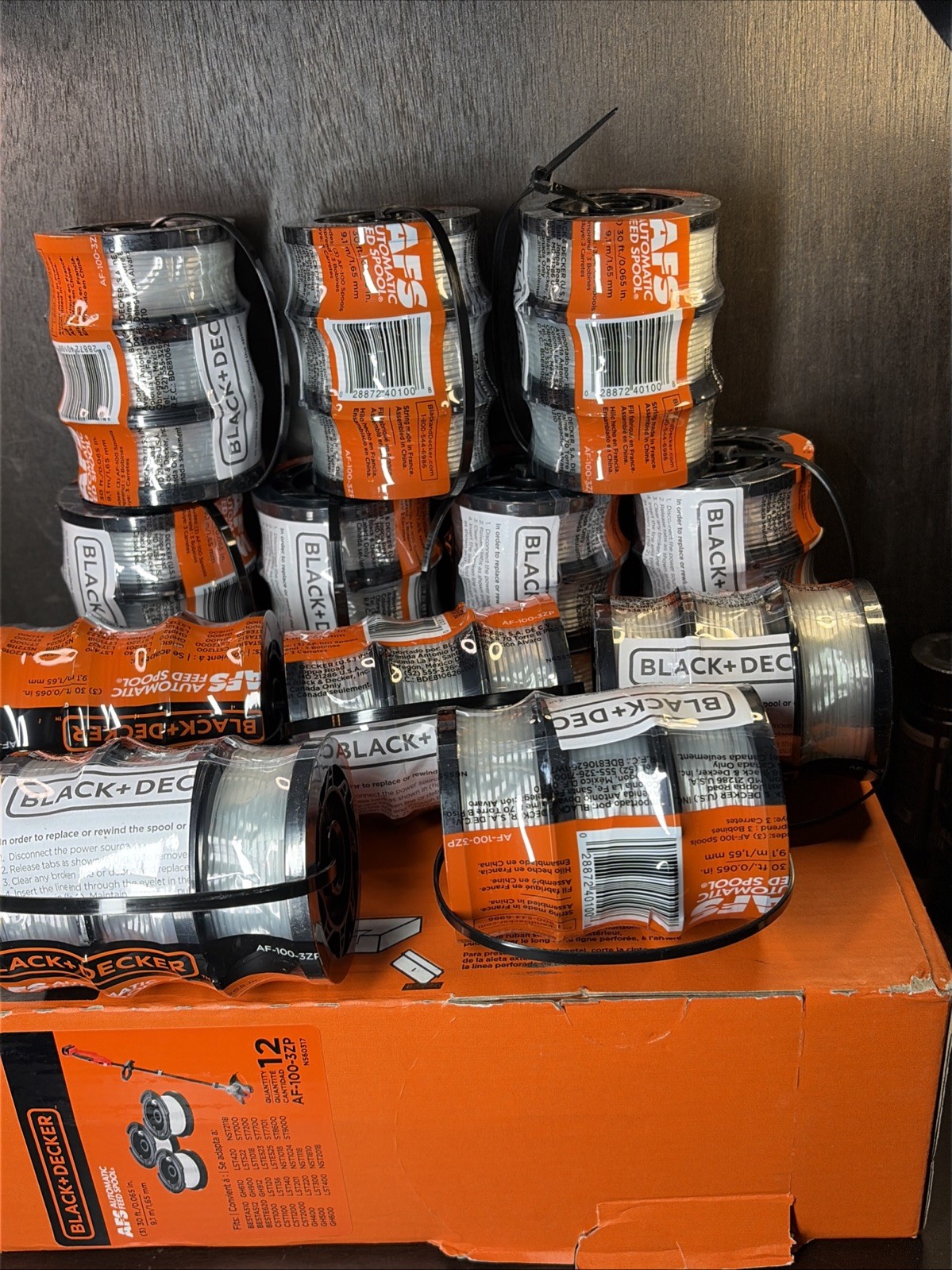 Black & Decker 12 Pack Of Genuine OEM Spools For AFS String Trimmers AF-100-3ZP