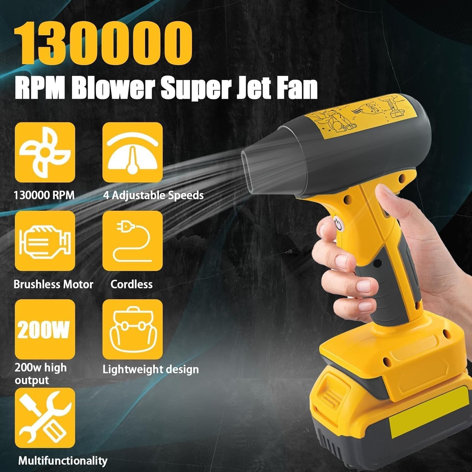 Electric Jobsite Air Blower for Dewalt 20V Battery Handheld Cordless Leaf Blower
