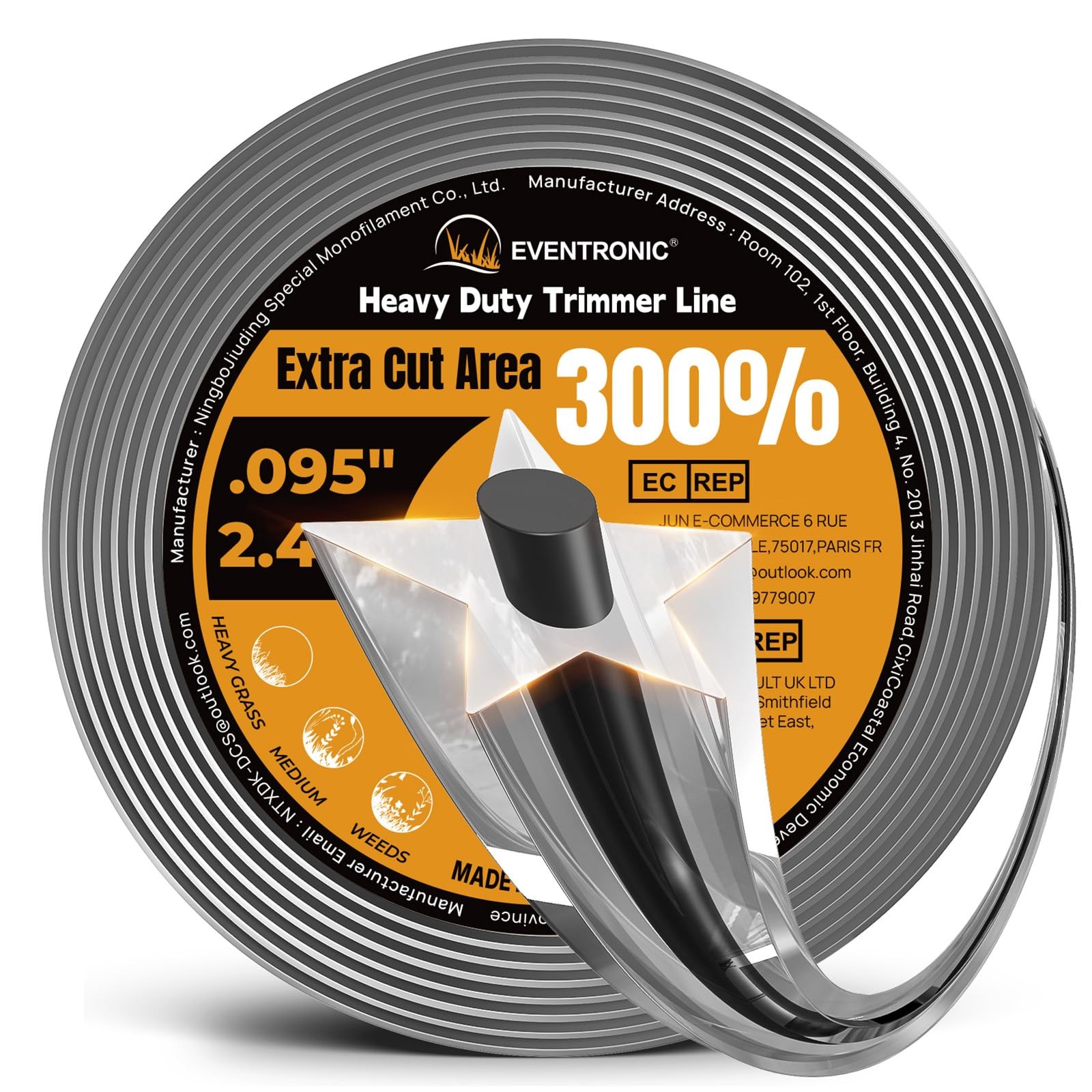 Weed Eater String, 095” Heavy Duty String Trimmer Line, Pentagon 0.5LB .095″