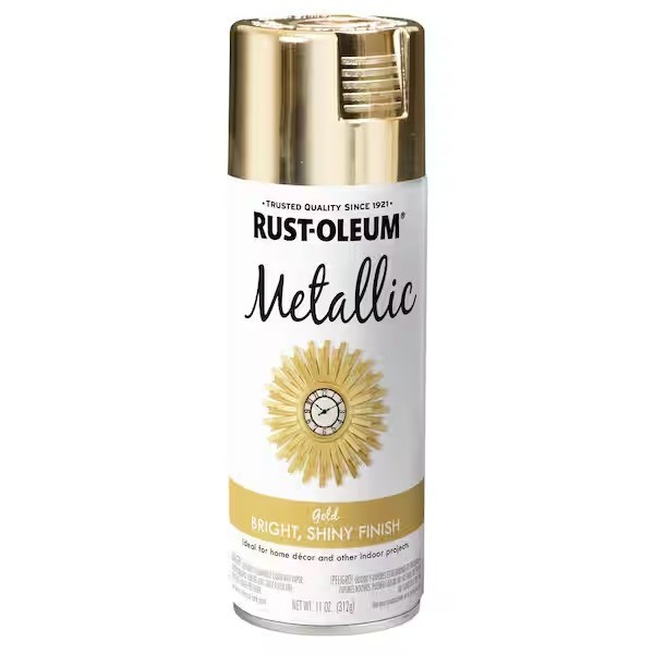 Rust-Oleum 340647 Metallic Spray Paint, Gold, Gloss, Solvent, 11 Oz
