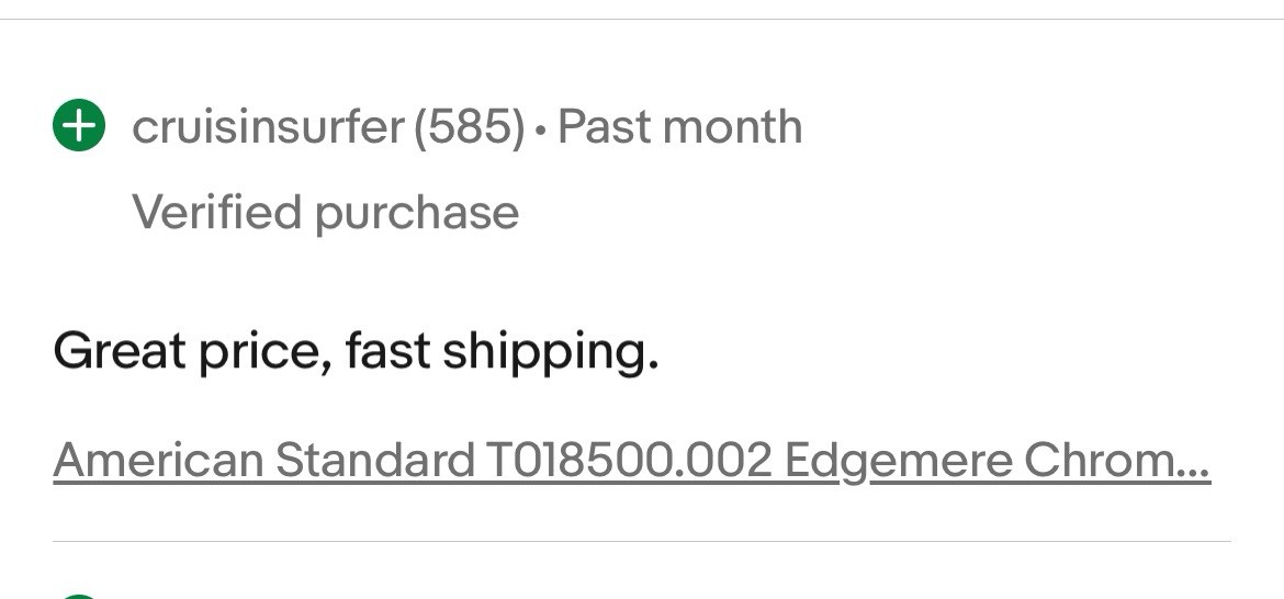 American Standard T018500.002 Edgemere Chrome Shower Valve Trim Kit (New) Qty-1