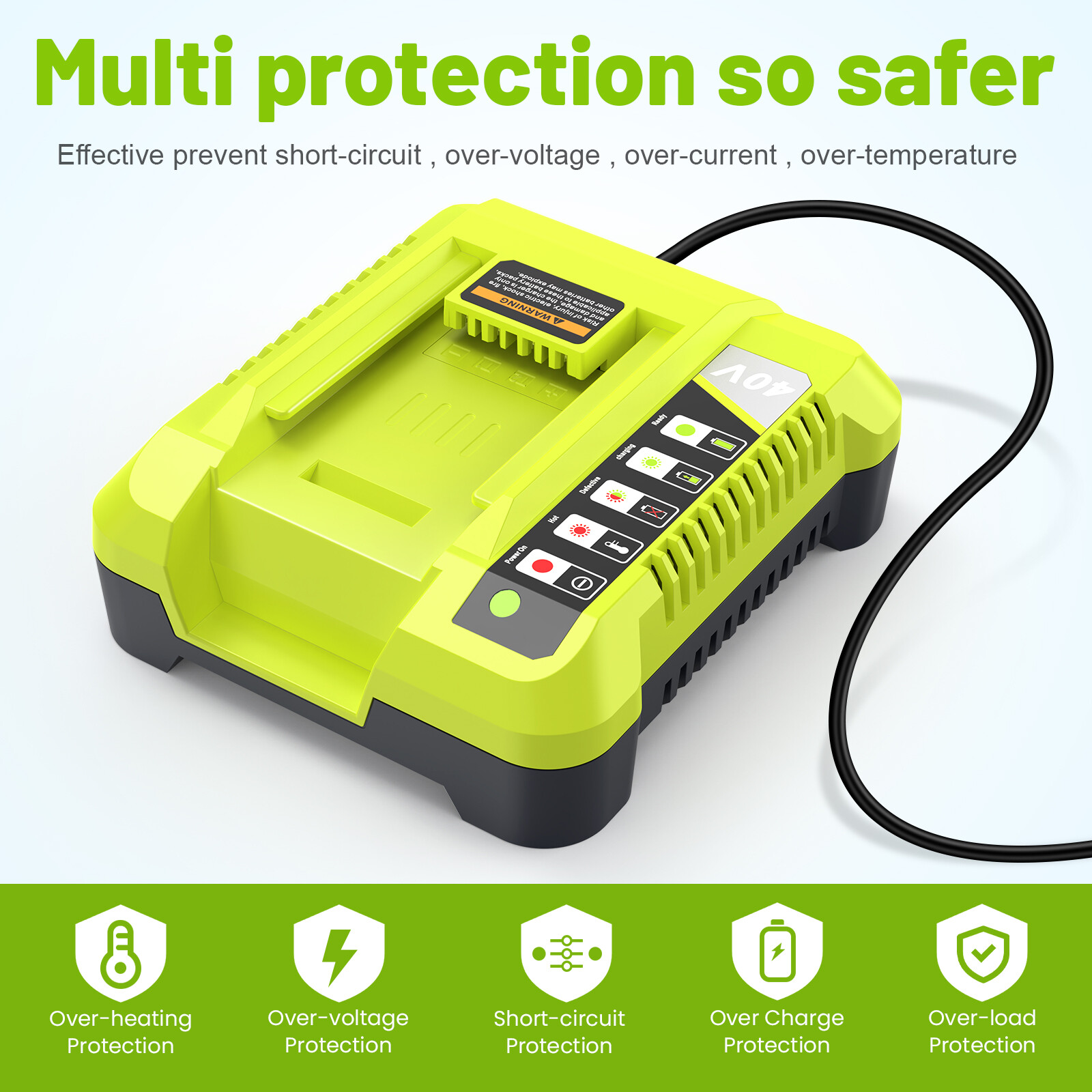 OP401 Fast Charger For Ryobi 40V OP408VNM Lithium Battery OP406VNM OP40602 LED