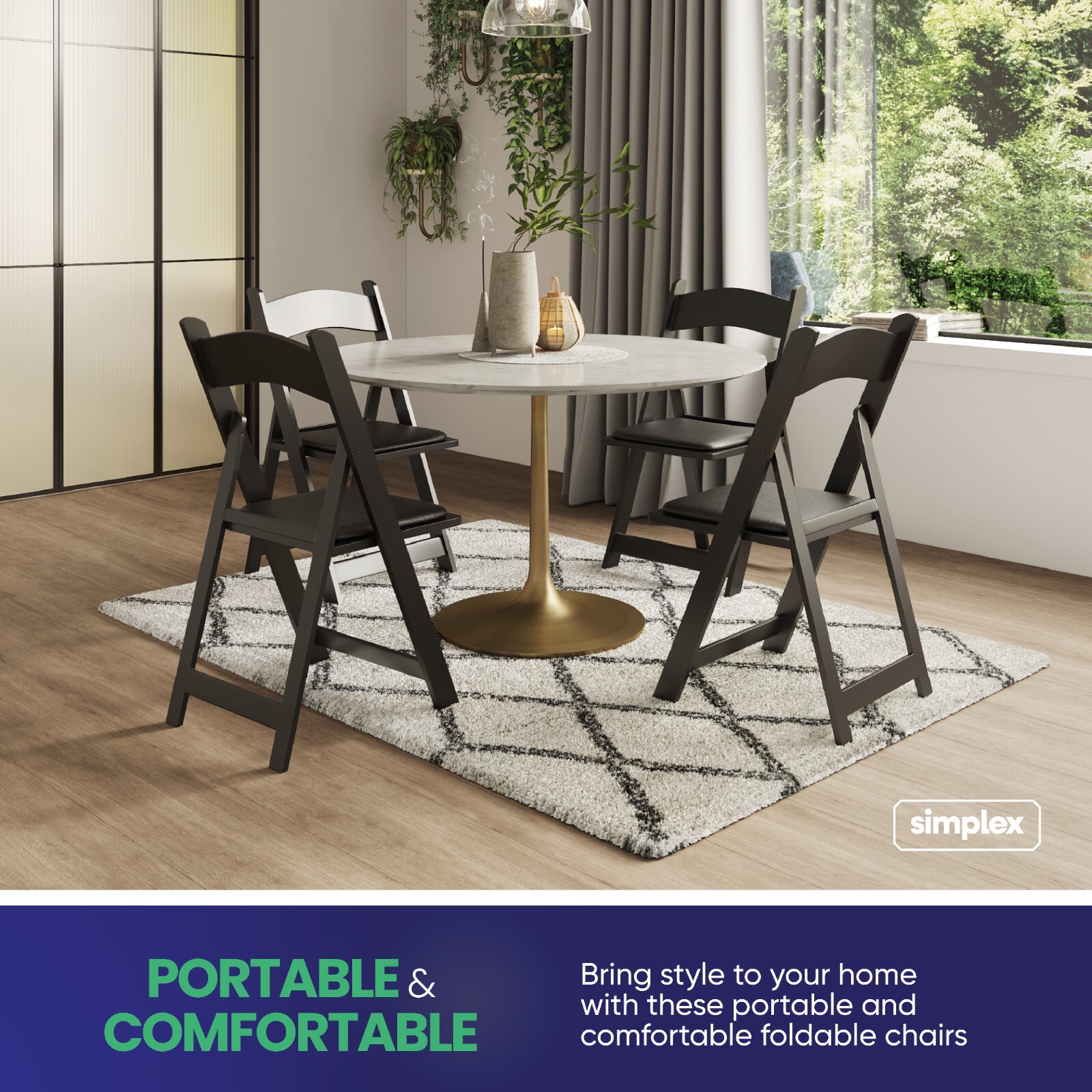 Black Resin Stackable Folding Chair – Indoor/Outdoor Folding Chairs for Events