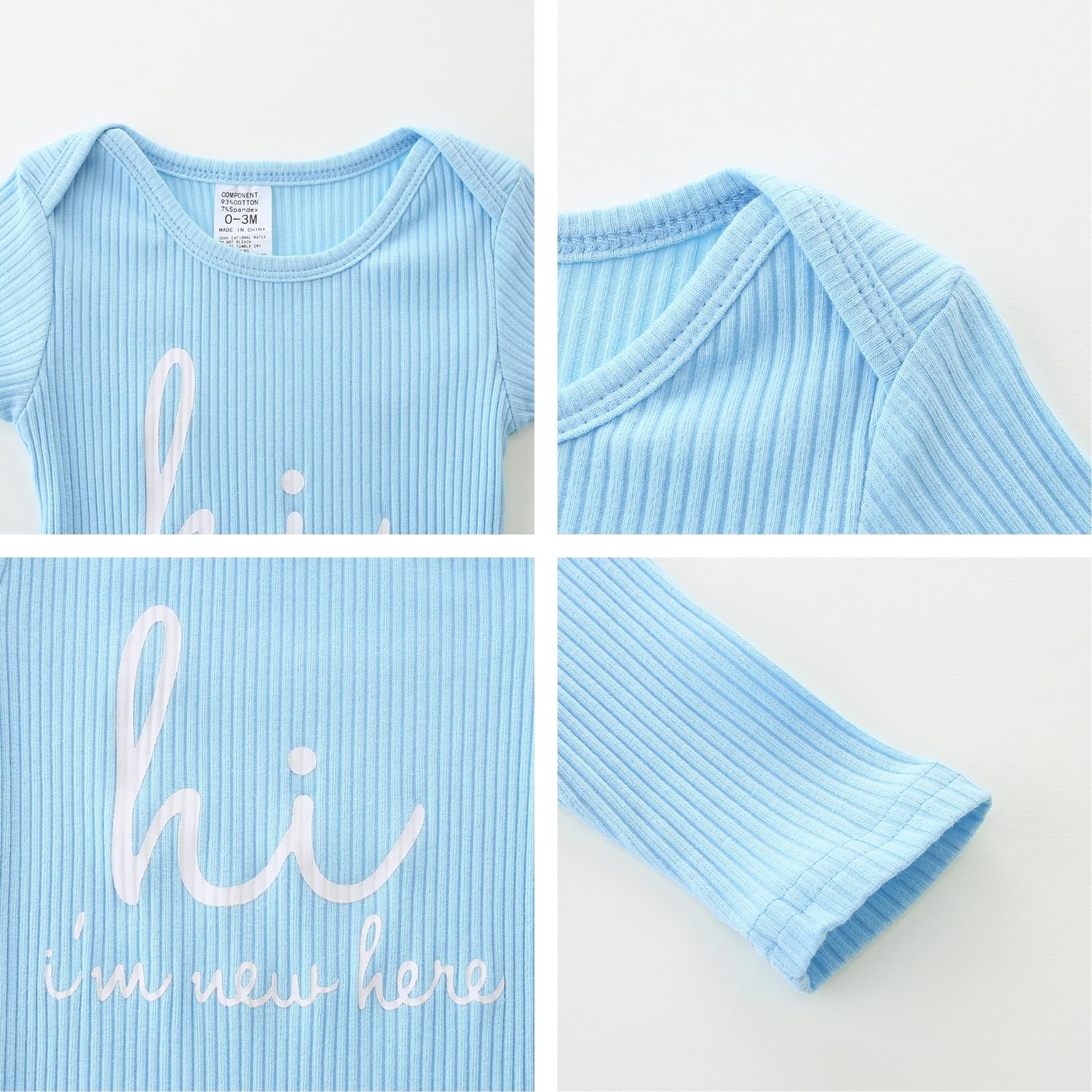 Bibimom Infant Boy Clothes 0-3 Months Knit Round Crew Neck Snap Closure Blue Rom