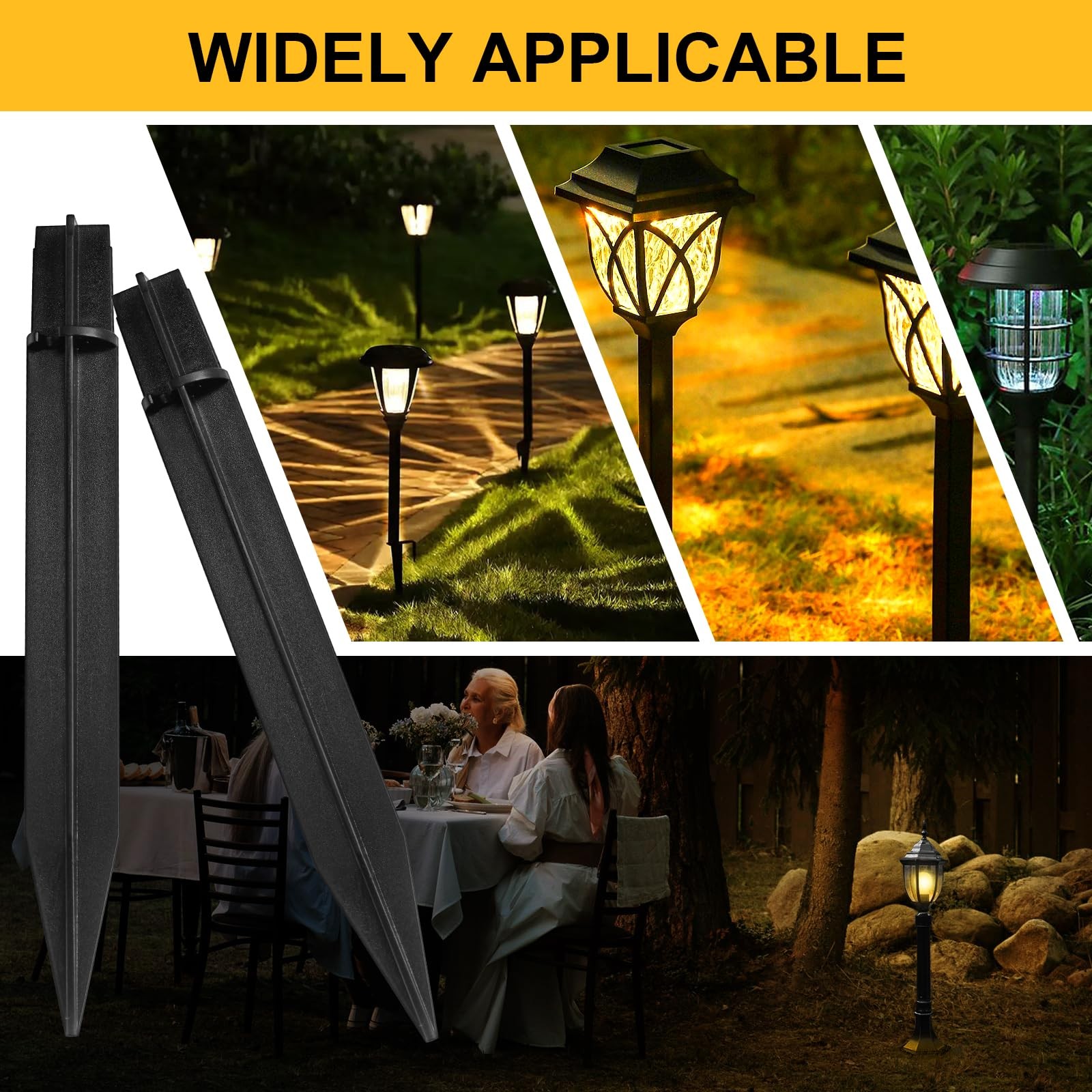 Litoexpe 6 Pcs 8.27 Reinforced ABS Plastic Ground Spikes for Solar Lights