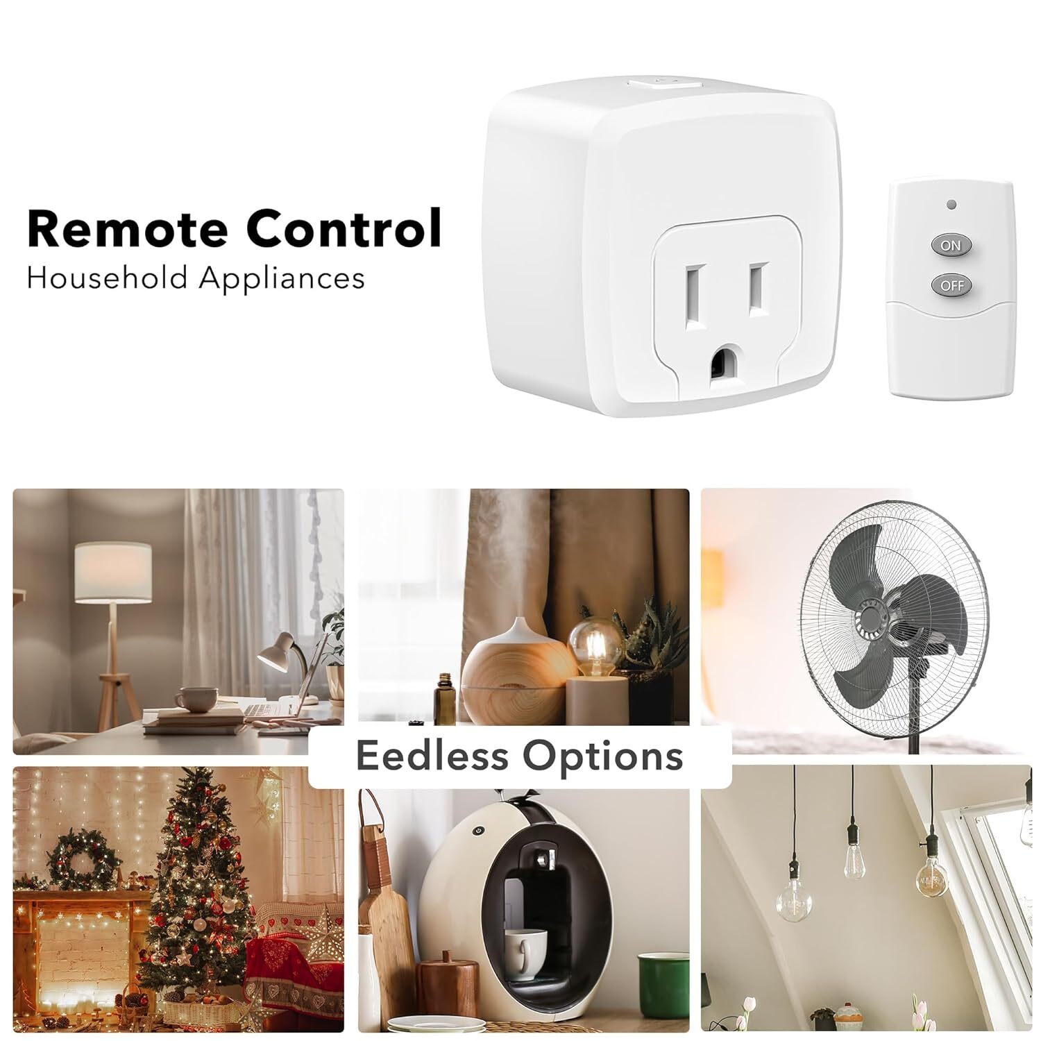 HBN Remote Control Outlet with 100FT RF Signal, Wireless On Off Switch Plug