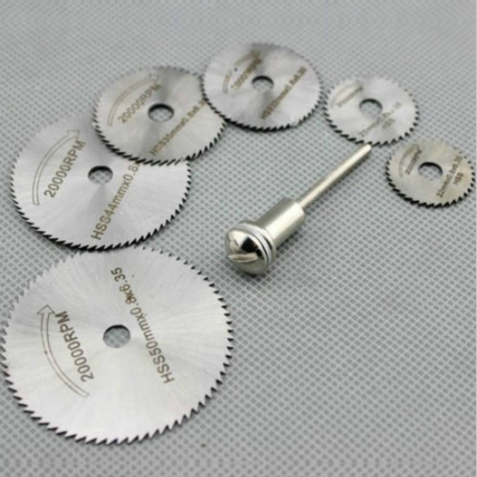 7PCS Cutting Wheel Discs Mandrel HSS Rotary Circular Saw Blades Tool Cutoff Wood