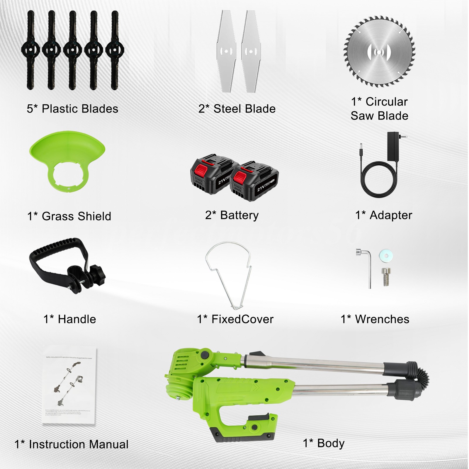 Electric Cordless Grass String Trimmer Lawn Edger Weed Wacker Cutter + 2 Battery