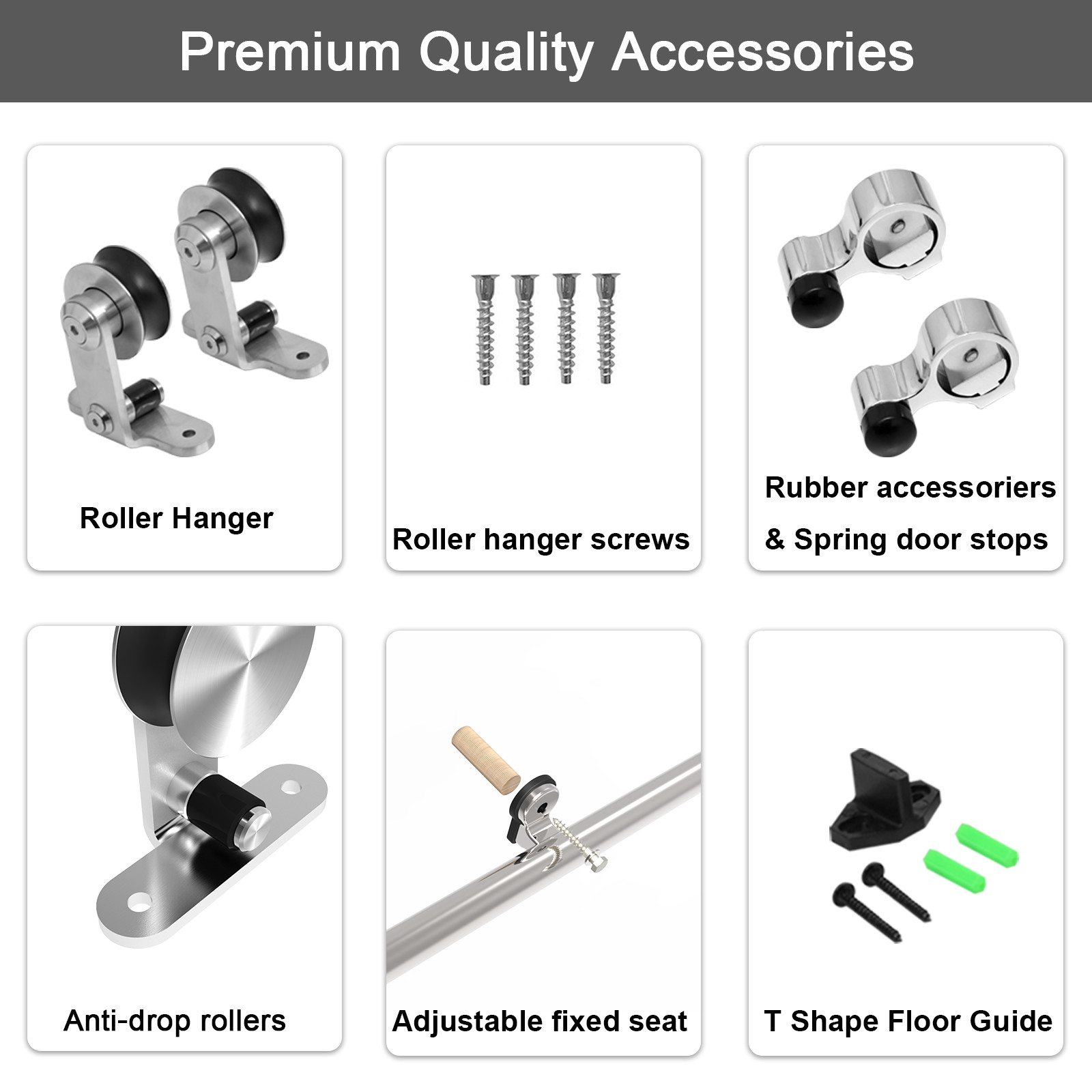 CCJH 4FT-16FT Stainless Steel Sliding Barn Door Hardware Kit Track for Wood Door
