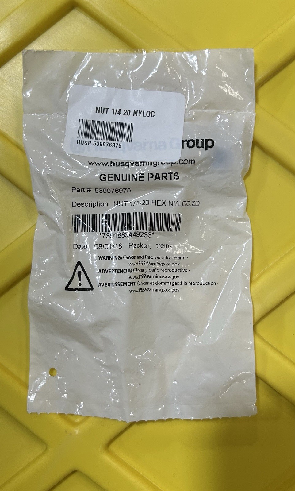Genuine Husqvarna 539976978 1/4-20 Hex Nyloc Nut ZD