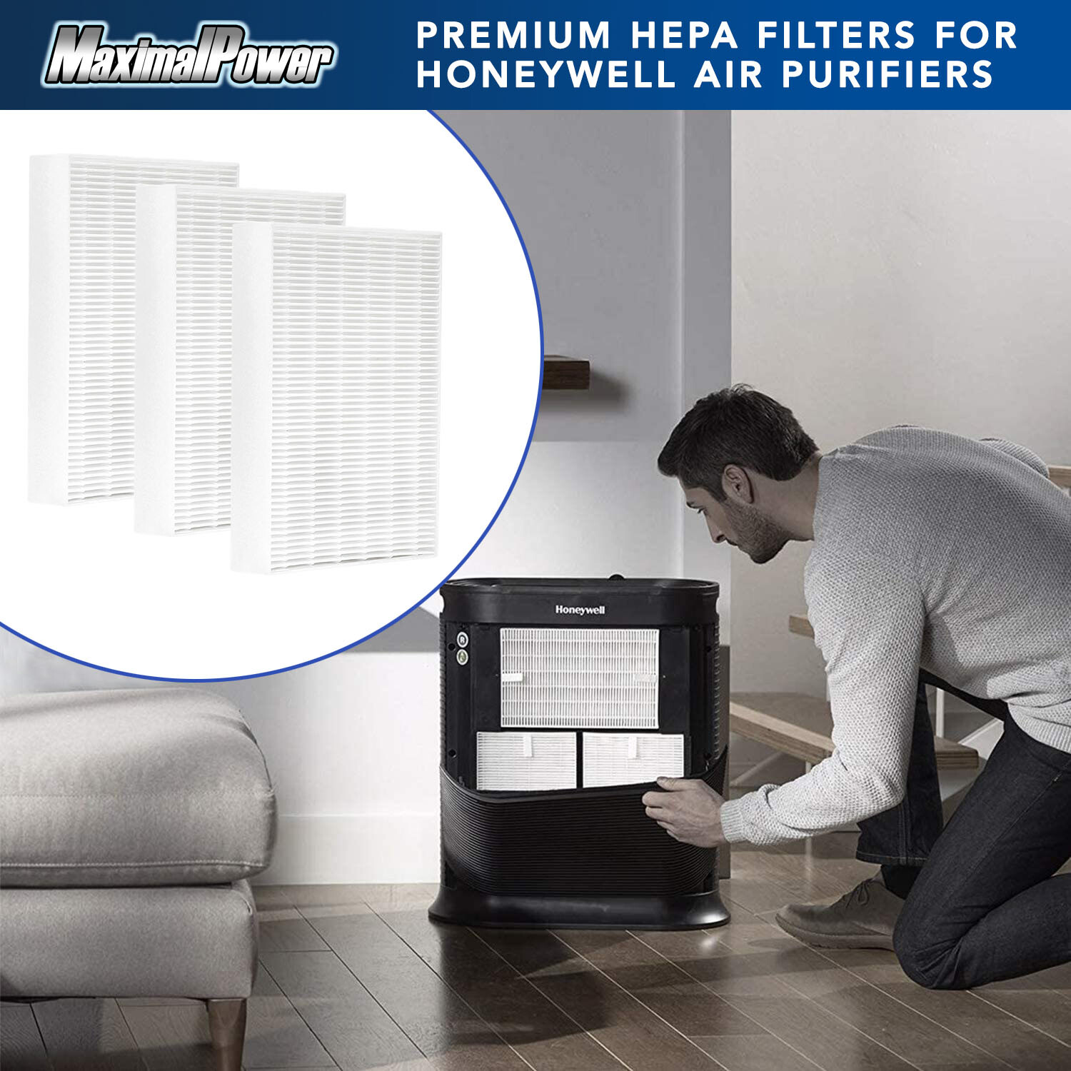 MaximalPower HON R HEPA Filter Type R for Honeywell HPA100 HPA200 HPA300 HRF-R1