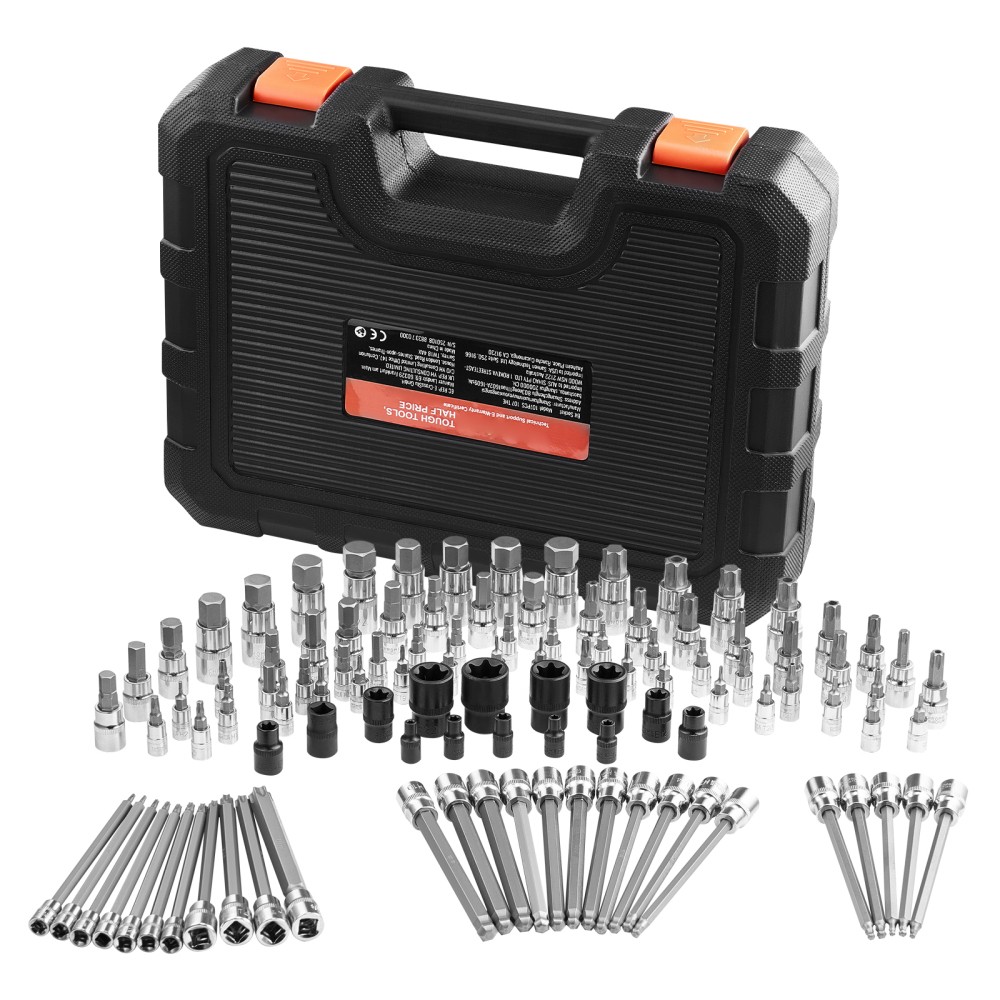 Bit Socket Set 107-Piece SAE and Metric Hex Torx External Torx Tamper-Proof
