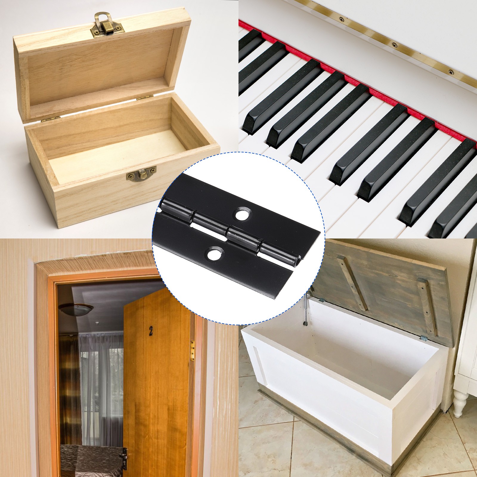 Black 30 x 1.2 Inch Stainless Steel Piano Hinge Continuous Hinge