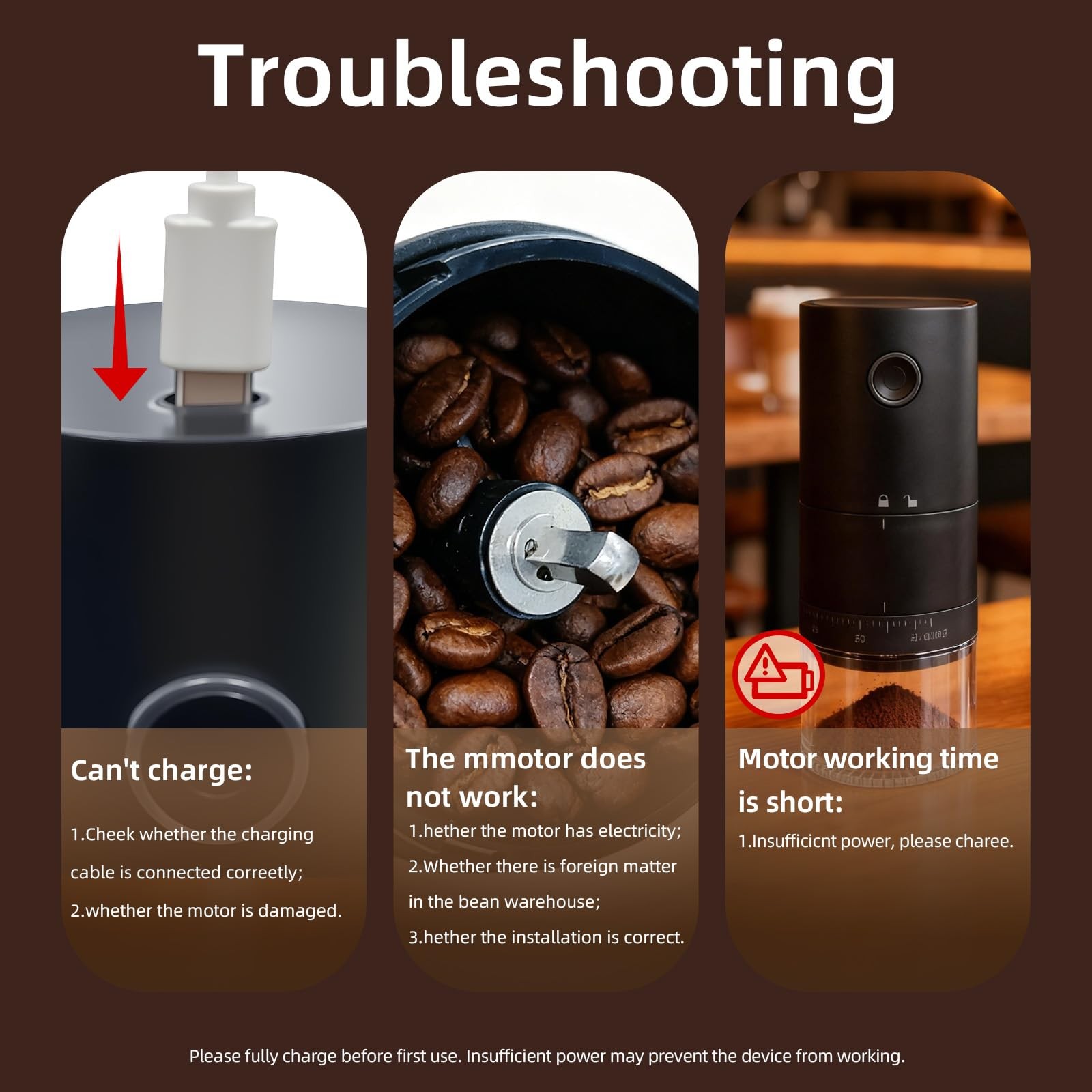 Portable Electric Coffee Grinder with 38 Adjustable Grind Settings, 1500mAh R…