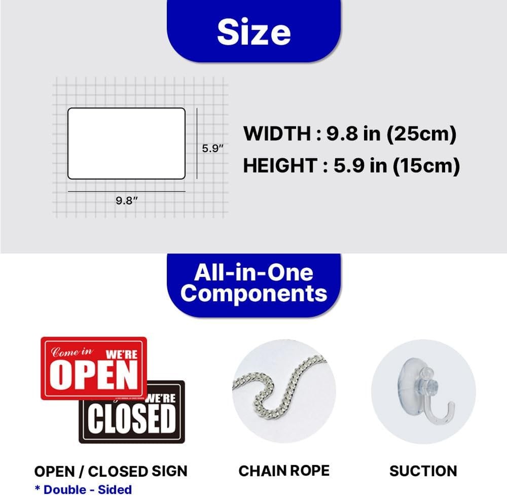 GEEKBEAR Open Closed Sign for 9.8” x 5.9” (25cm x 15 cm), 01. Red & Black