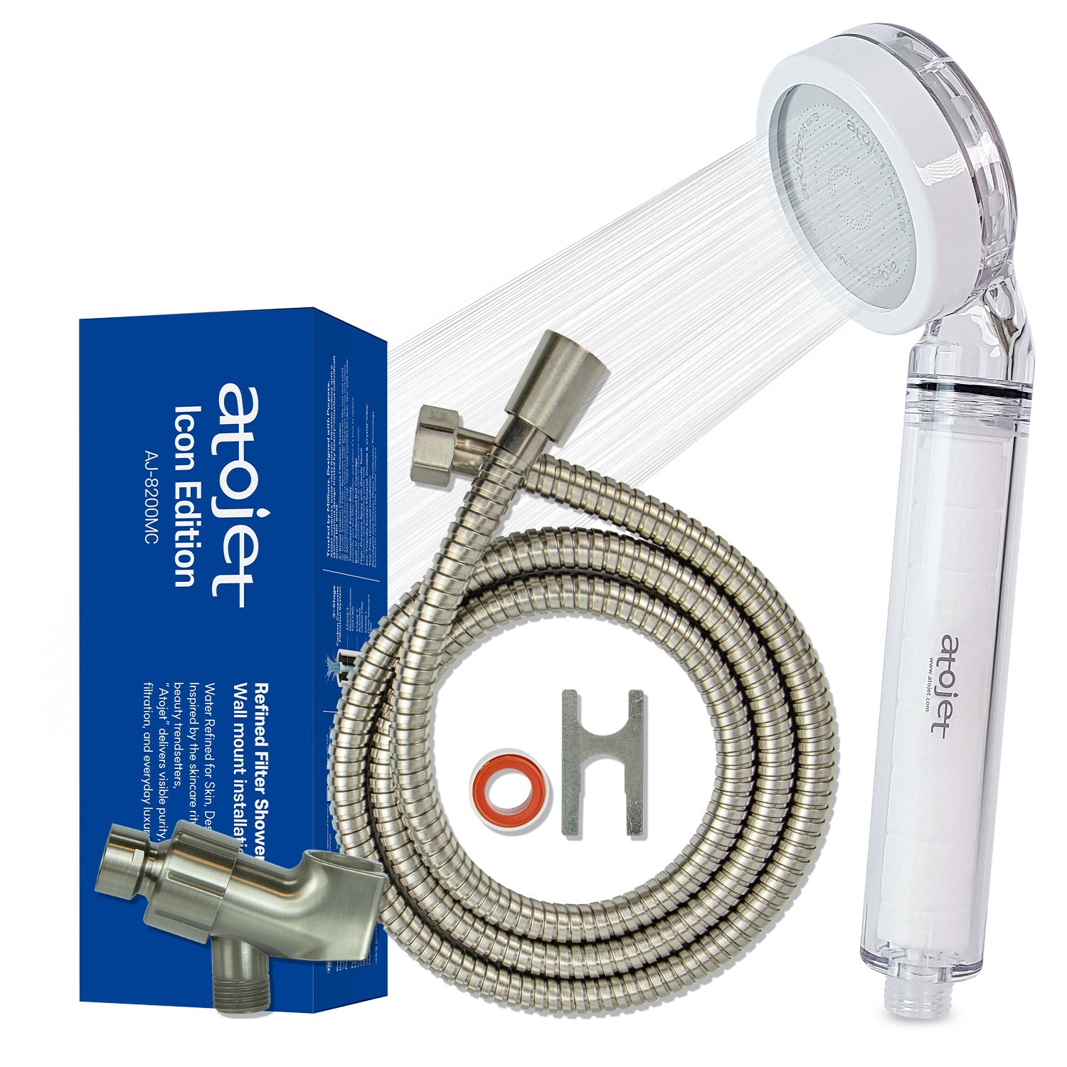 ATOJET Filter Showerhead | Single 1 month Set (Hose, Mount, Teflon Tape, Wrench)