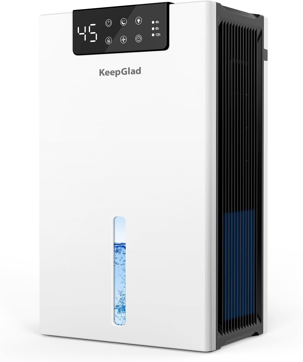 KeepGlad Smart Dehumidifier Tower White Digital Display Quiet Water Window