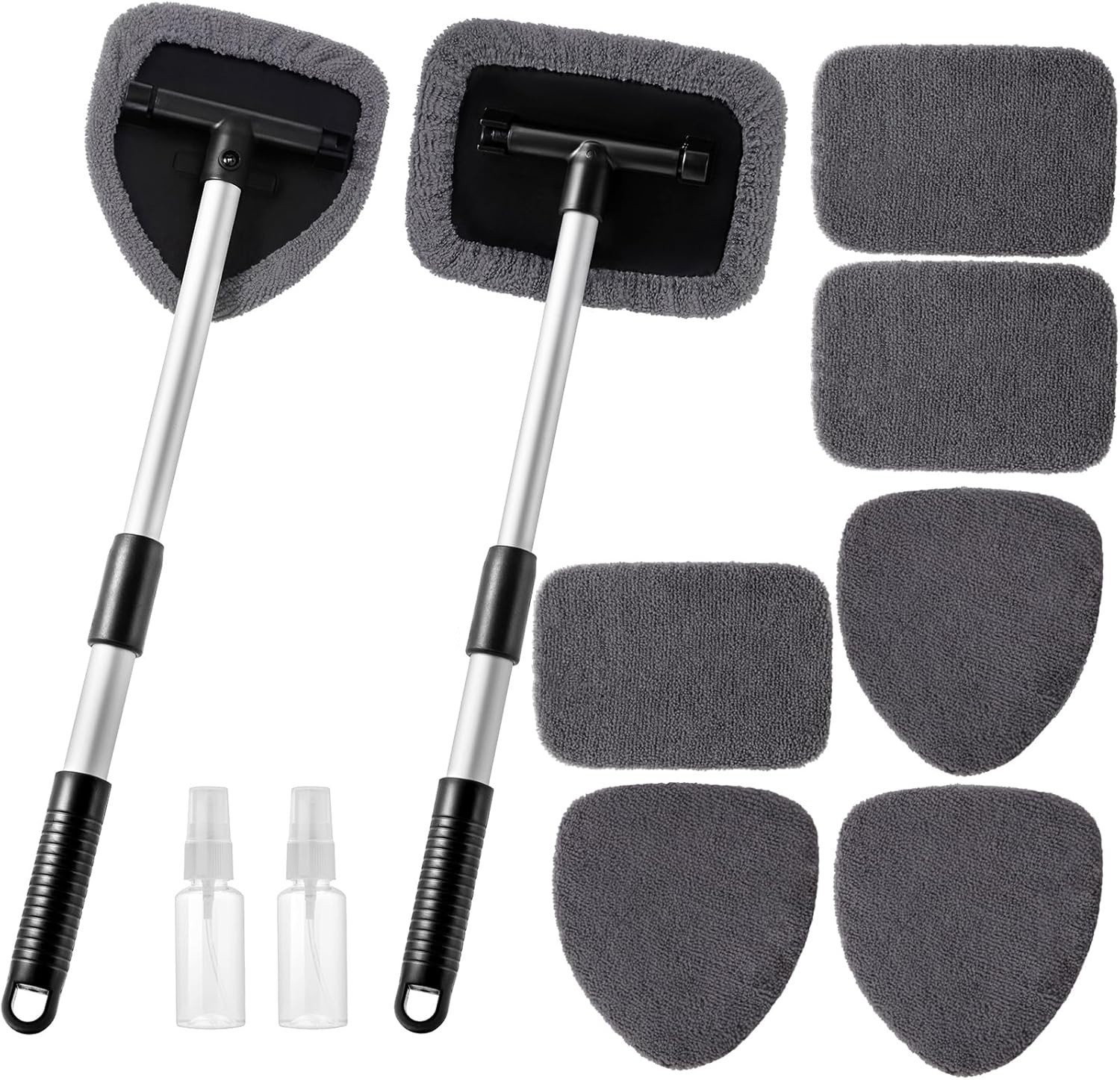 10Pcs Car Windshield Cleaner Kit Extendable Handle Reusable Microfiber Pad Brush