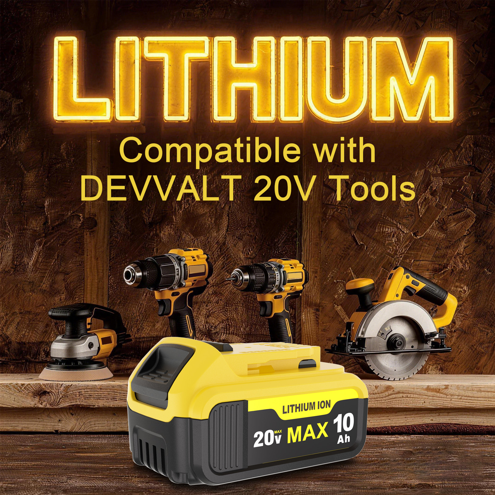 2 Pack 100Ah For DeWalt 20V 20 Volt Max XR Lithium Ion Battery DCB206 DCB204
