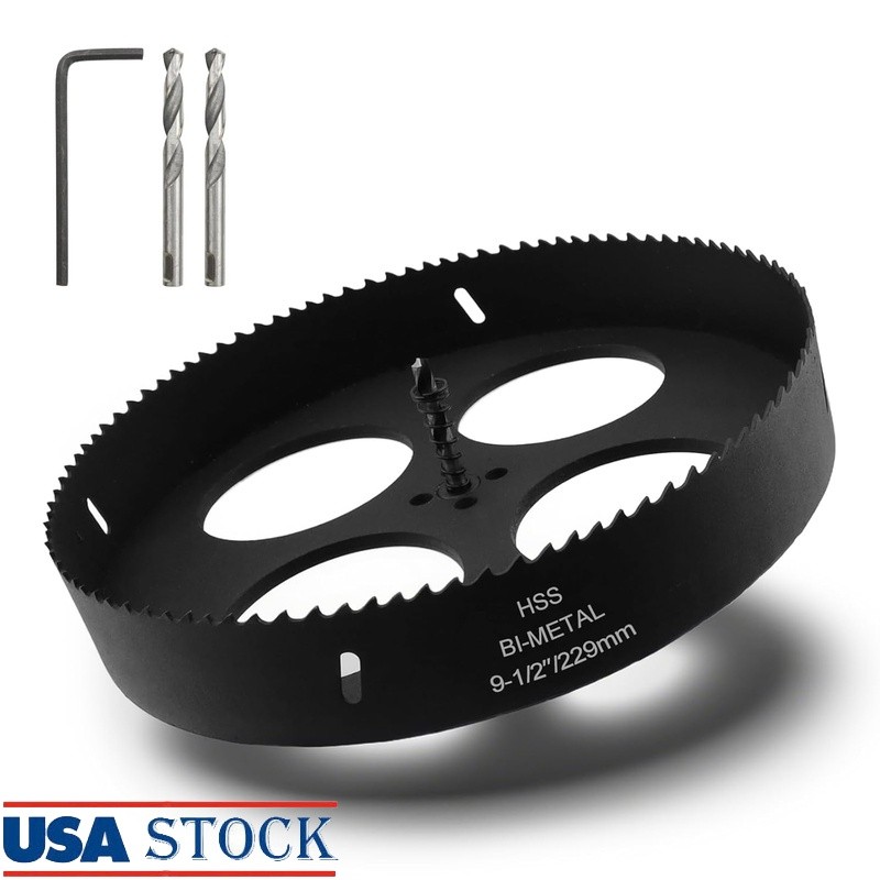 9.5 Inch Bi-Metal Hole Cutter W/ Drill Bit & Wrench Wood Plastic Metal New
