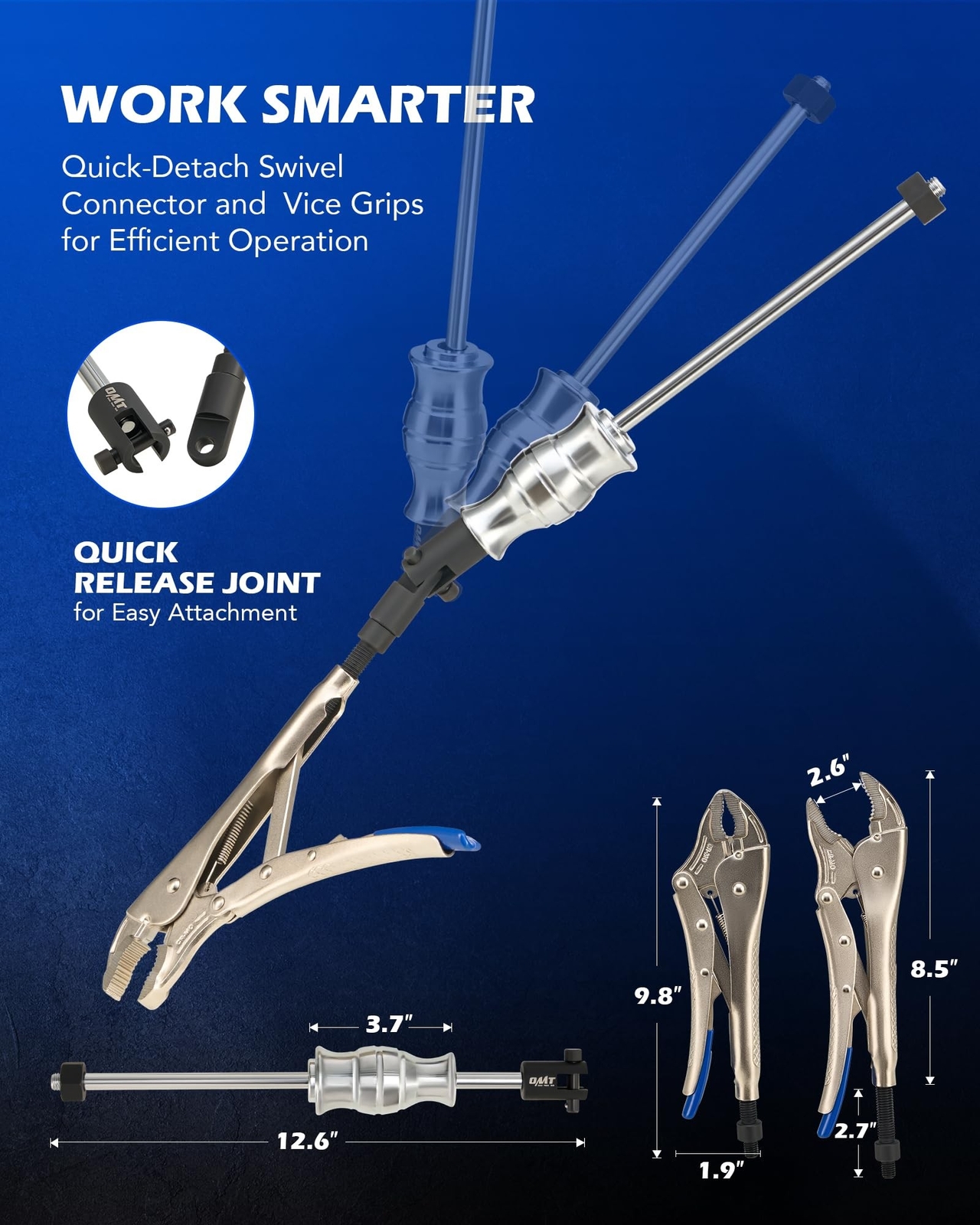 Orion Motor Tech Vise Grip Slide Hammer, 9.8 in Locking Pliers 2 lb Slide Ham…