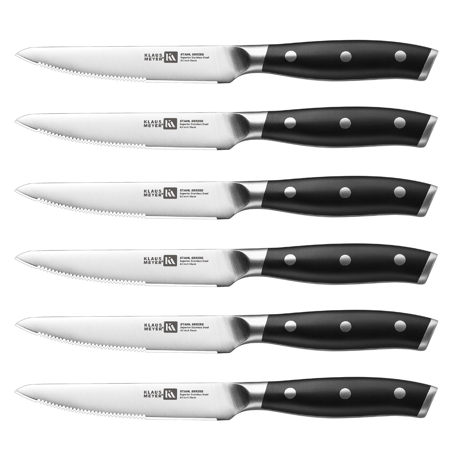 Klaus Meyer Stahl High Carbon Steel 4.5 inch 6 Piece Steak Knife Set
