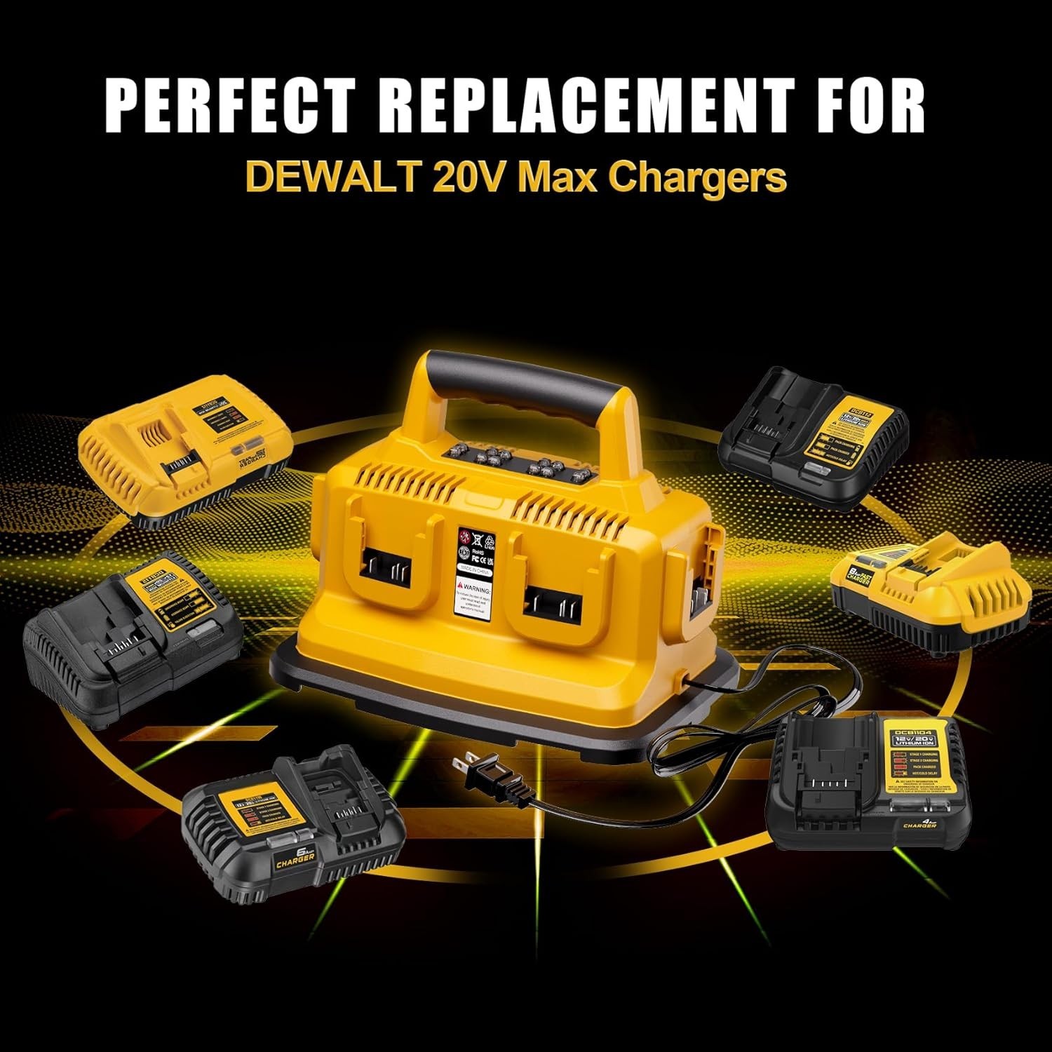 For Dewalt 20V 60V Max 6 Port Multi Fast Charger Station DCB104 DCB118 DCB1112