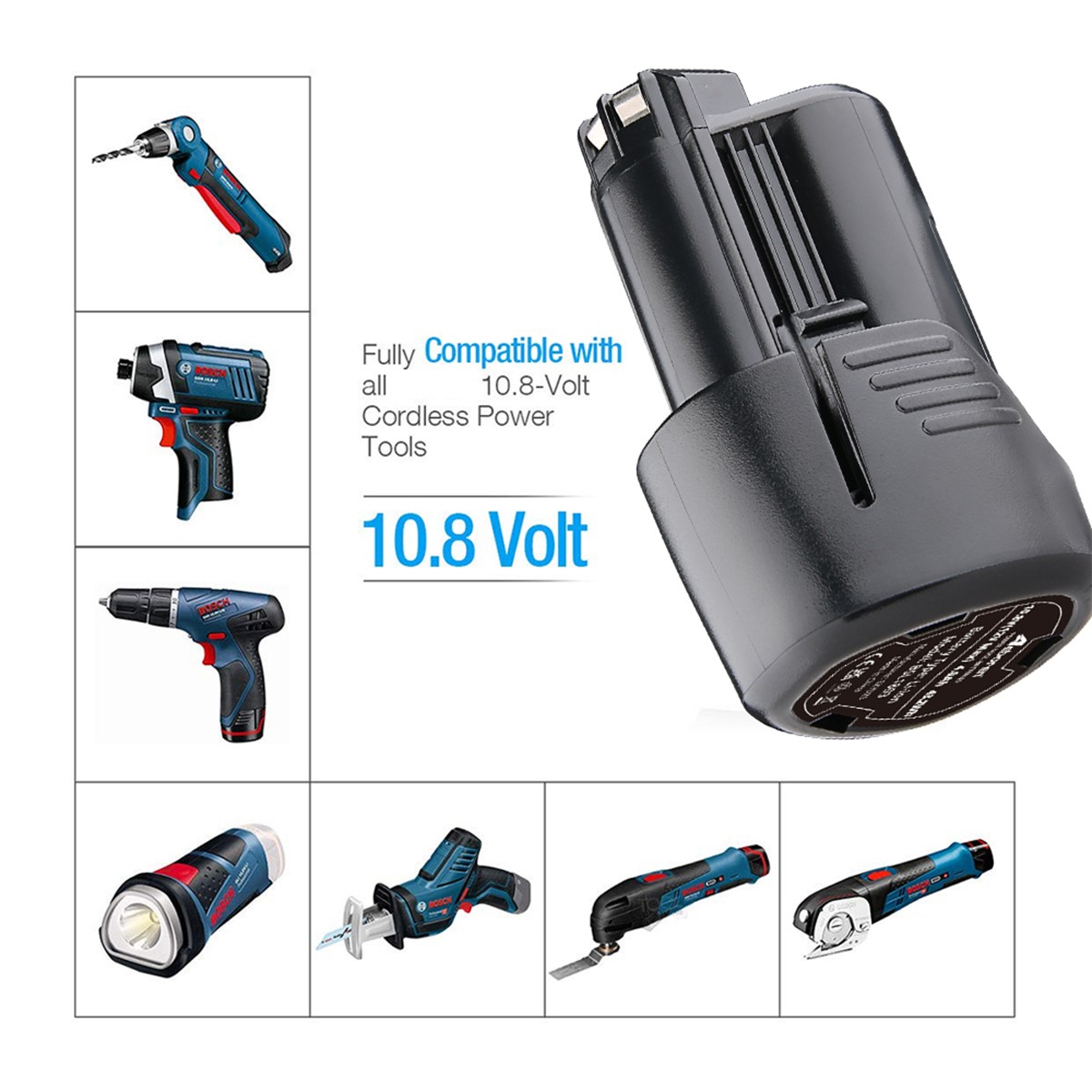4Packs 4.8Ah BAT411 Li-ion Battery for Bosch 10.8 Volt GBA12V30 BAT420 BAT411