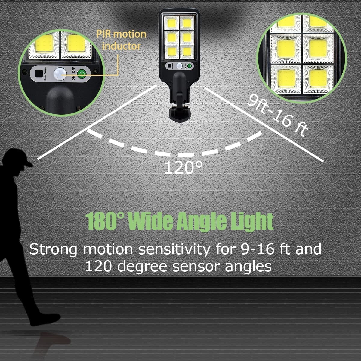 3PCS Outdoor Solar Wall Light LED Motion Sensor Bright Flood Street Lamp 3 Modes
