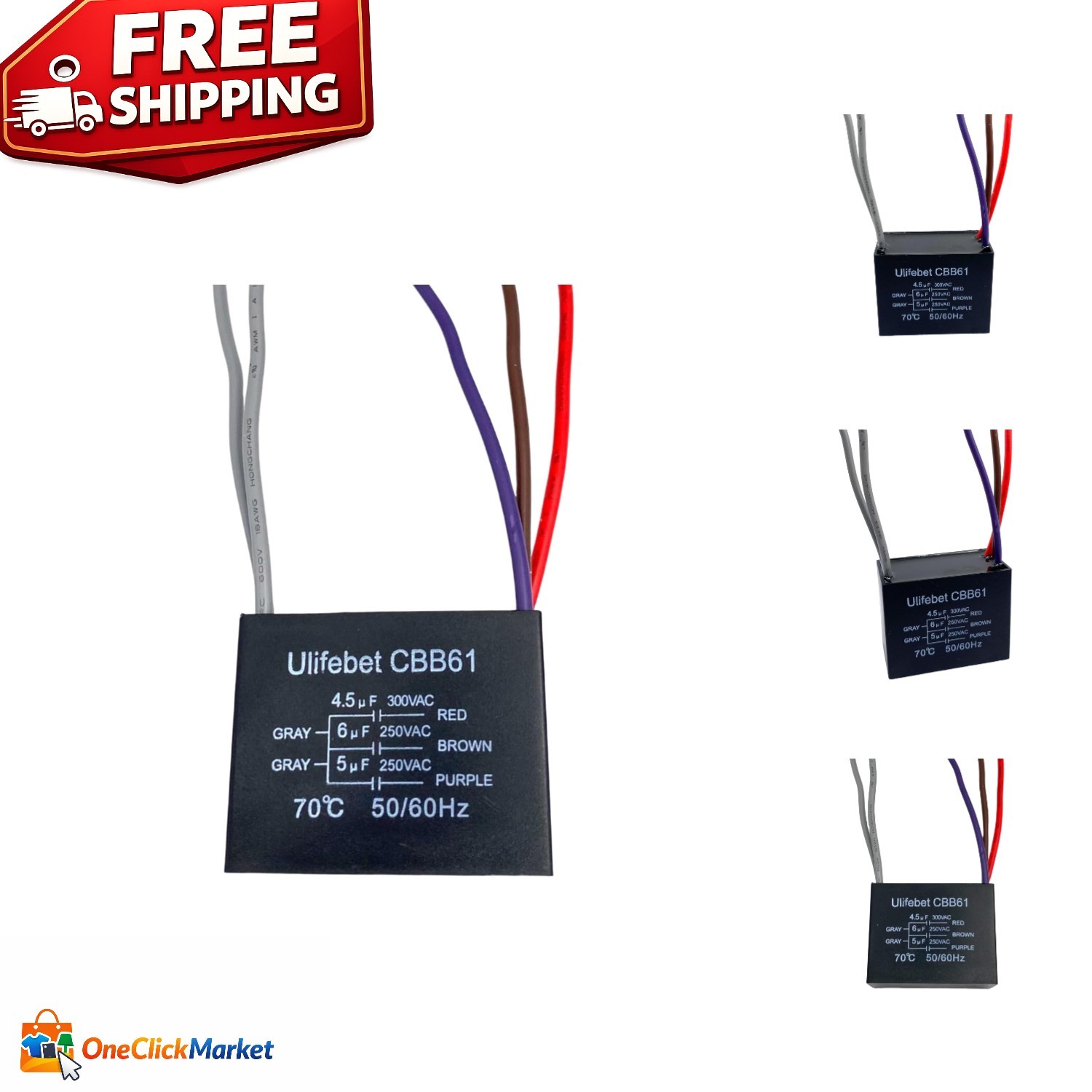 4.5uF + 6uF + 5uF Ceiling Fan Capacitor 5 Wire, 250 Volts AC – High Performance