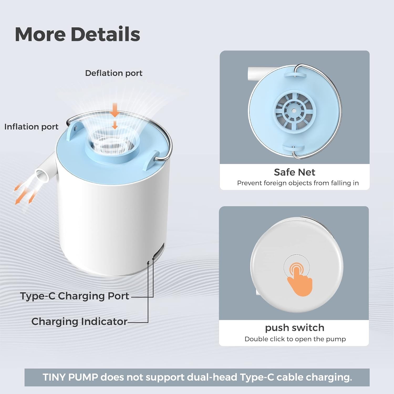Lightweight 1300mAh Mini Air Pump – Fast Inflating & Deflating for Travel