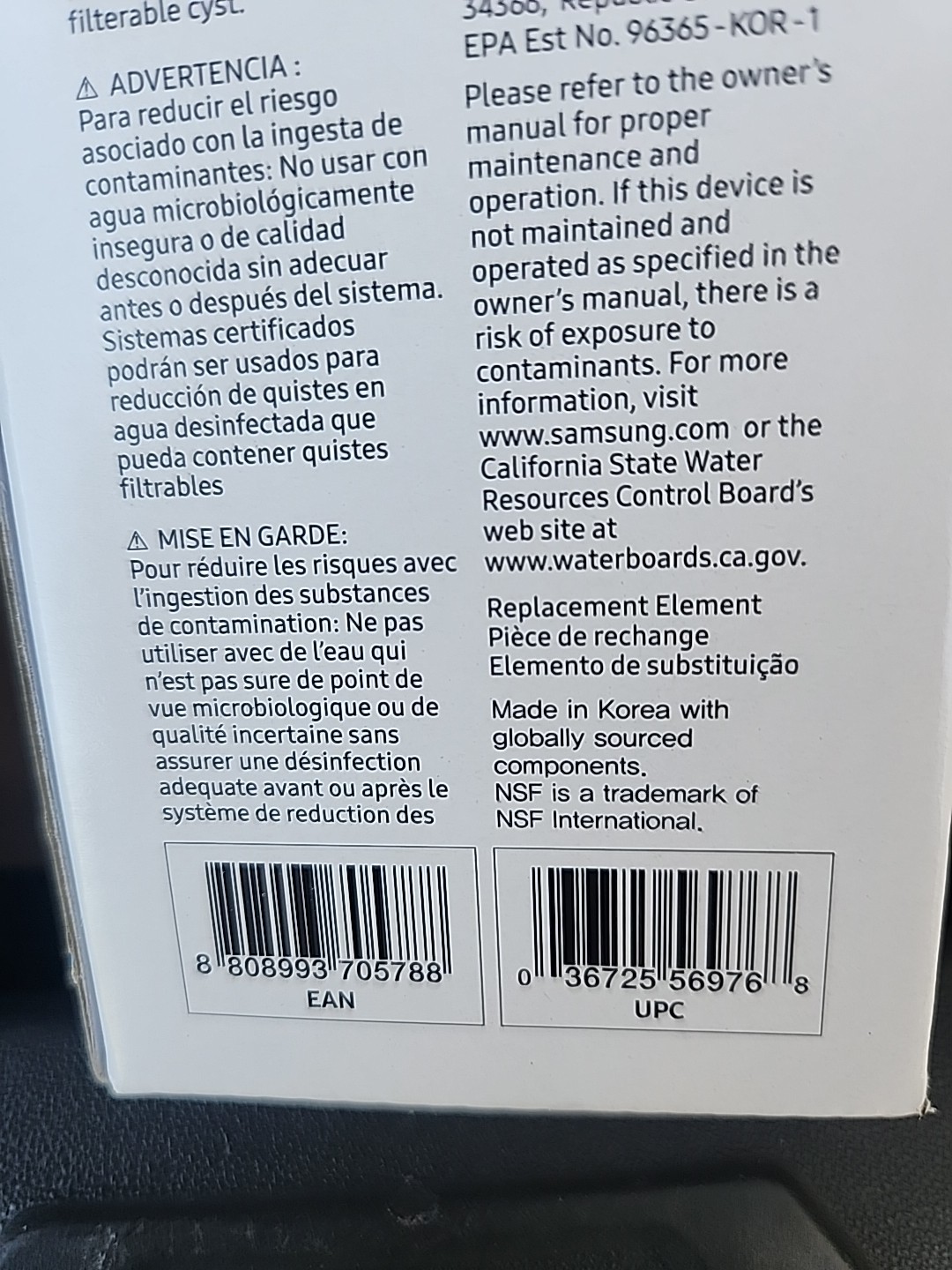SAMSUNG Genuine Water Filter For Refrigerator, HAF-CIN/EXP/DA29-00020B/Lot of 2