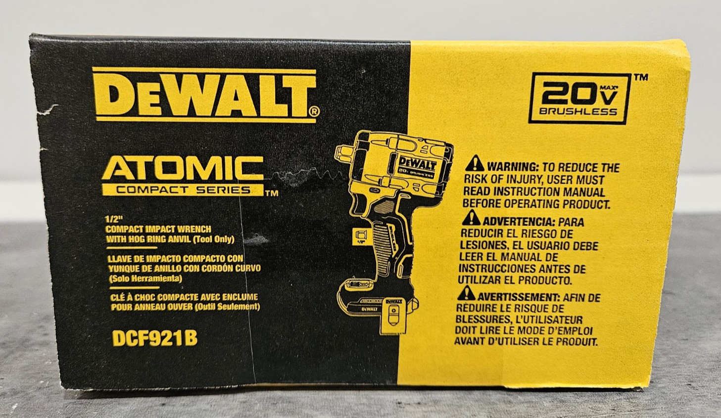 DeWALT 20V 1/2″ Compact Impact Wrench Brushless Atomic Hog Ring 20 Volt DCF921B