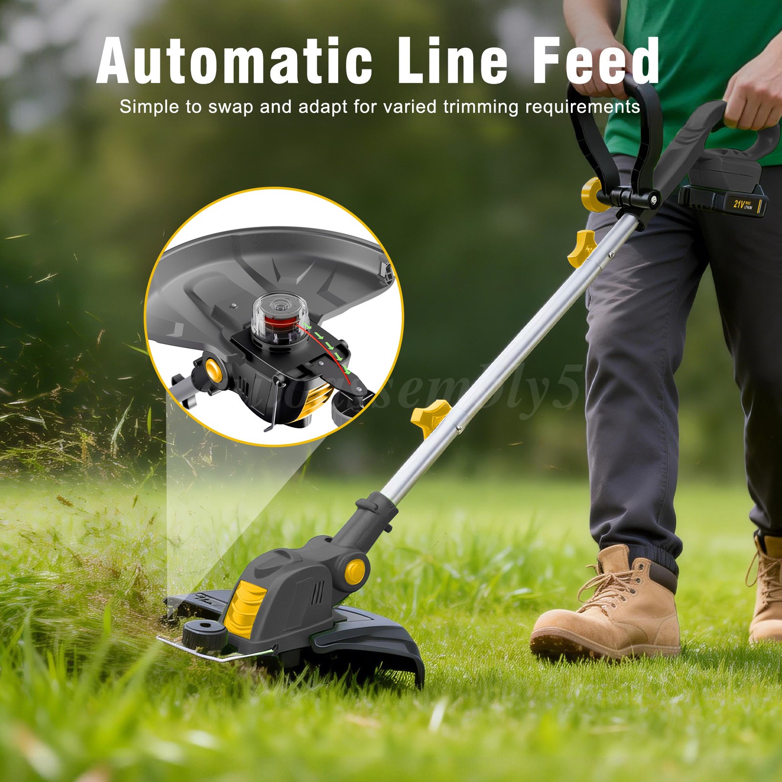 Electric Cordless Grass String Trimmer Lawn Edger Weedwacker Cutter w/ 2 Battery