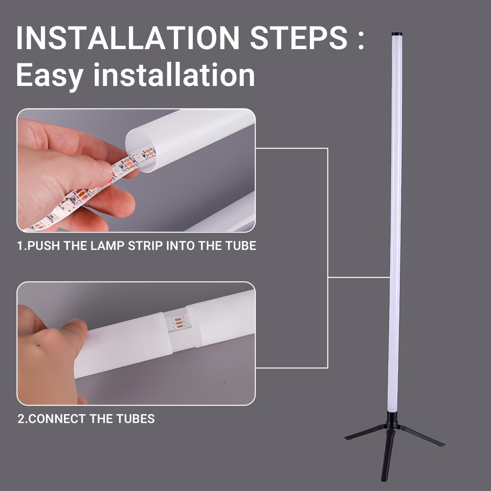 56inch Corner Floor Lamp Color Changing LED Modern Mood With App &Remote Control