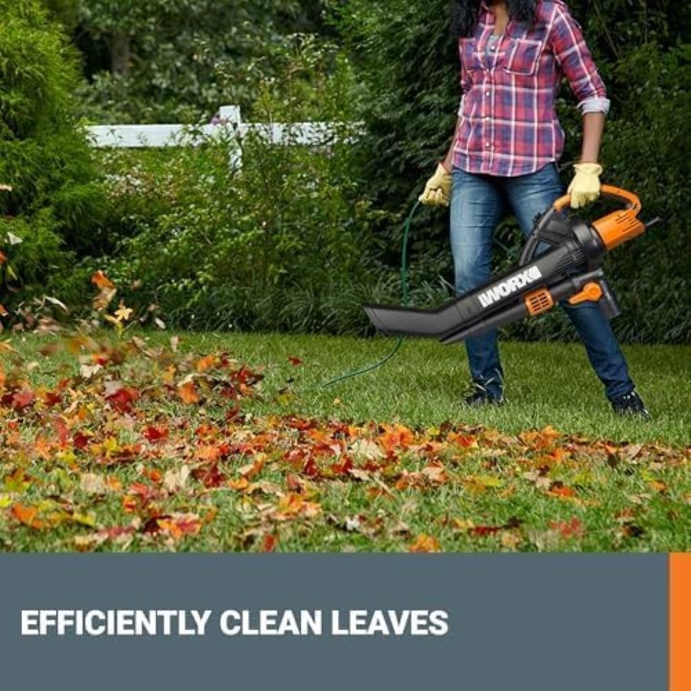 WG509 Worx TRIVAC 3-In-1 Electric Leaf Blower/Mulcher/Vacuum with Metal Blade