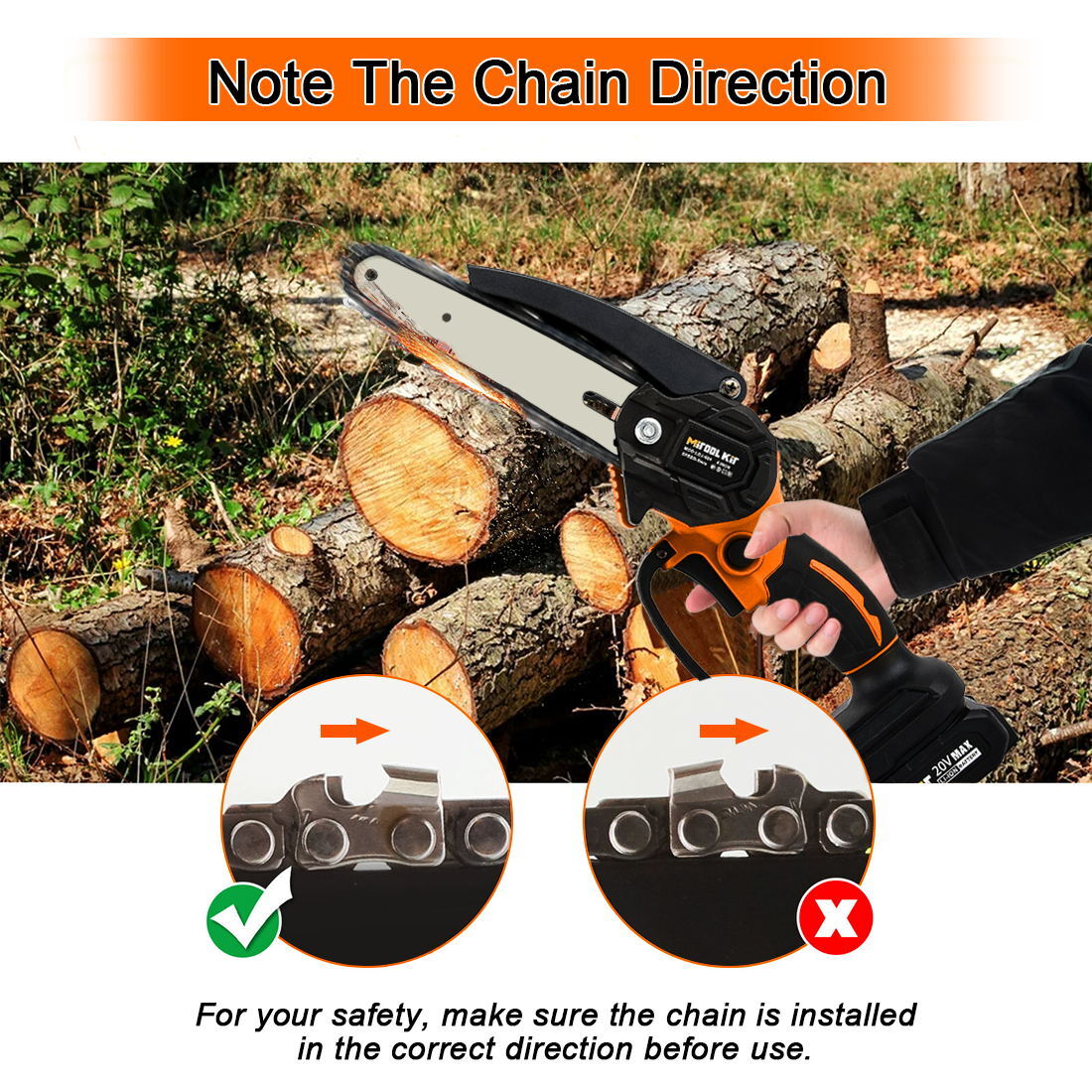 6inch Electric Mini Chainsaw Handheld Cordless Wood Cutter Saw with 2 Battery
