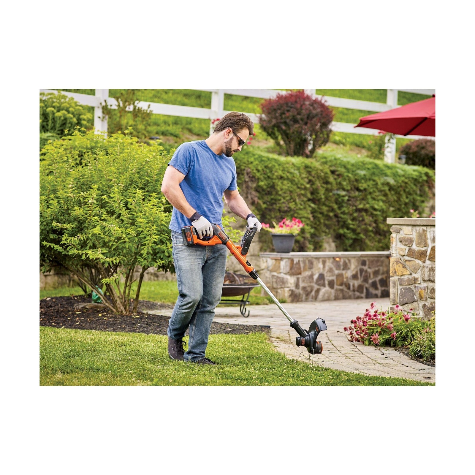 Black+Decker 40V MAX 13 Inch String Trimmer and Lawn Edger with Battery and C…