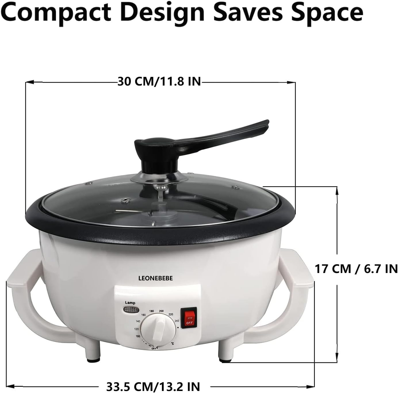 Electric Home Coffee Roaster – Adjustable Temp, 1.6 lbs Capacity, Smoke Reduced