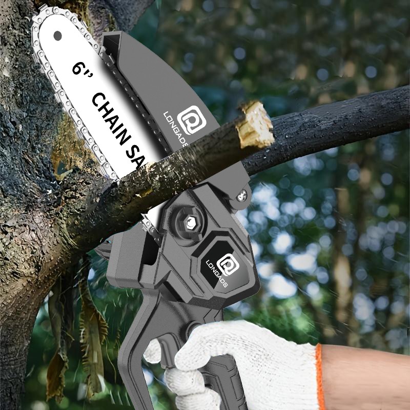 6-Inch Mini Chain Saw with Rechargeable Battery Adjustable/Safety Homes Gardens