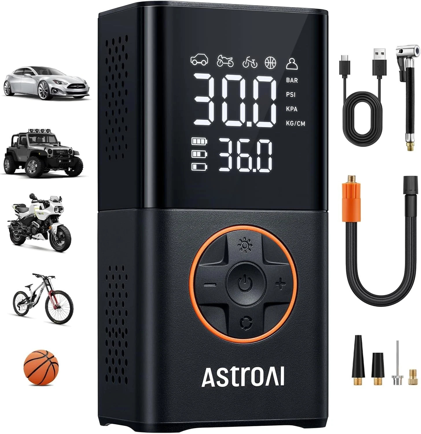 NEW AstroAI Portable Car air Pump AIRUN L7 150 PSI – Flashlight, Power Bank, SOS
