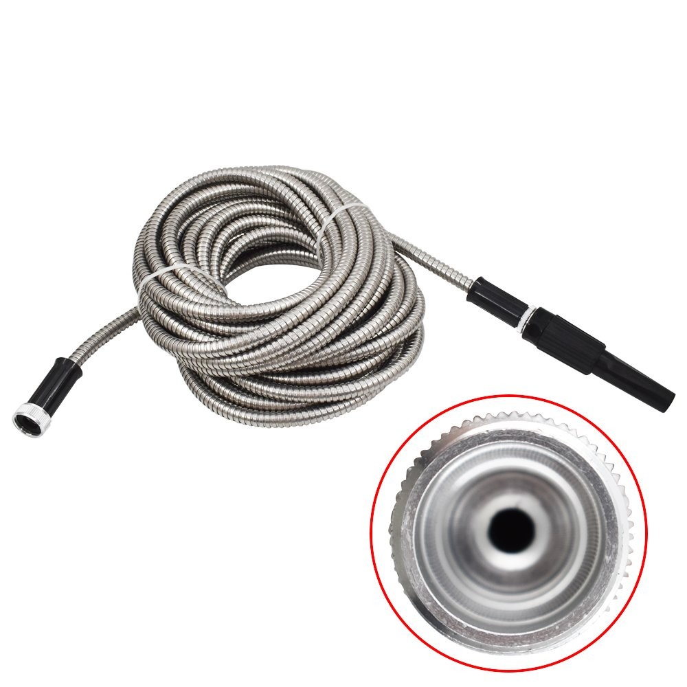 Stainless Steel Metal Garden Water Hose Pipe 25/50/75/100FT Expandable Flexible